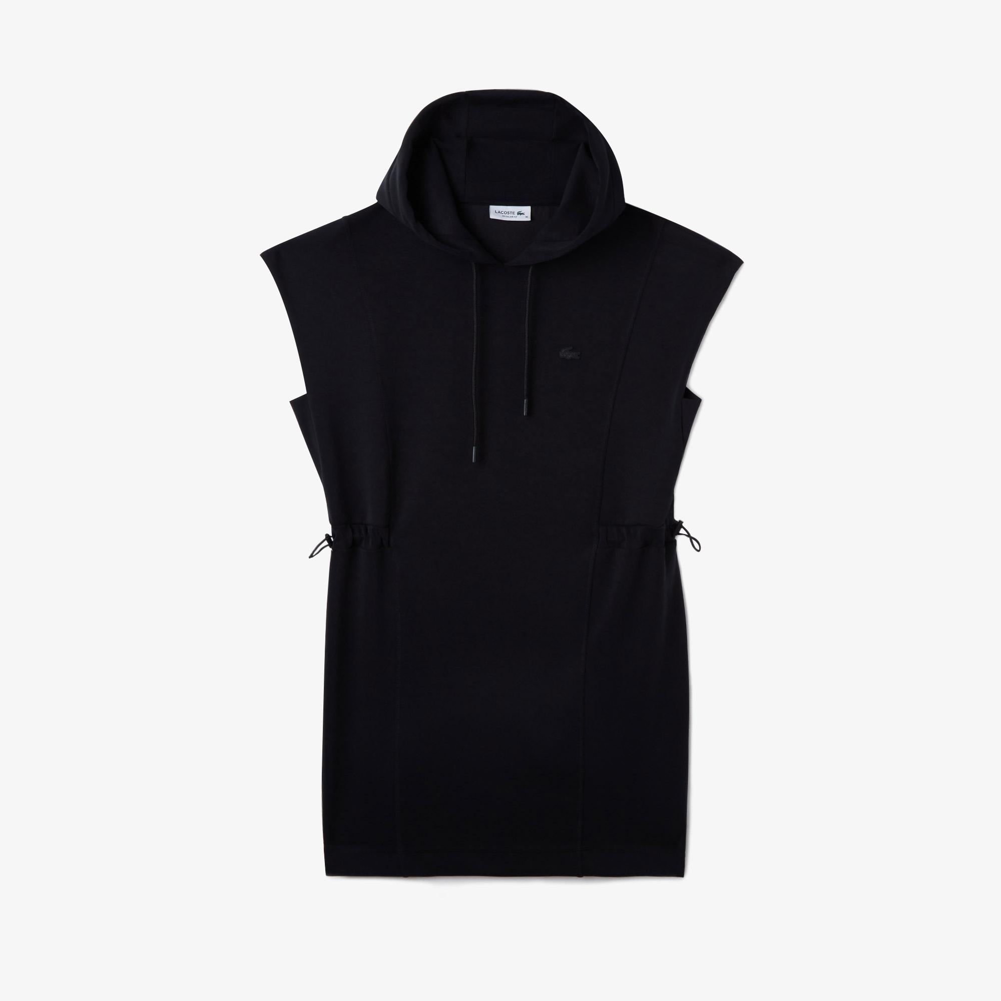 Kadın Straight Fit Kapüşonlu Siyah Elbise