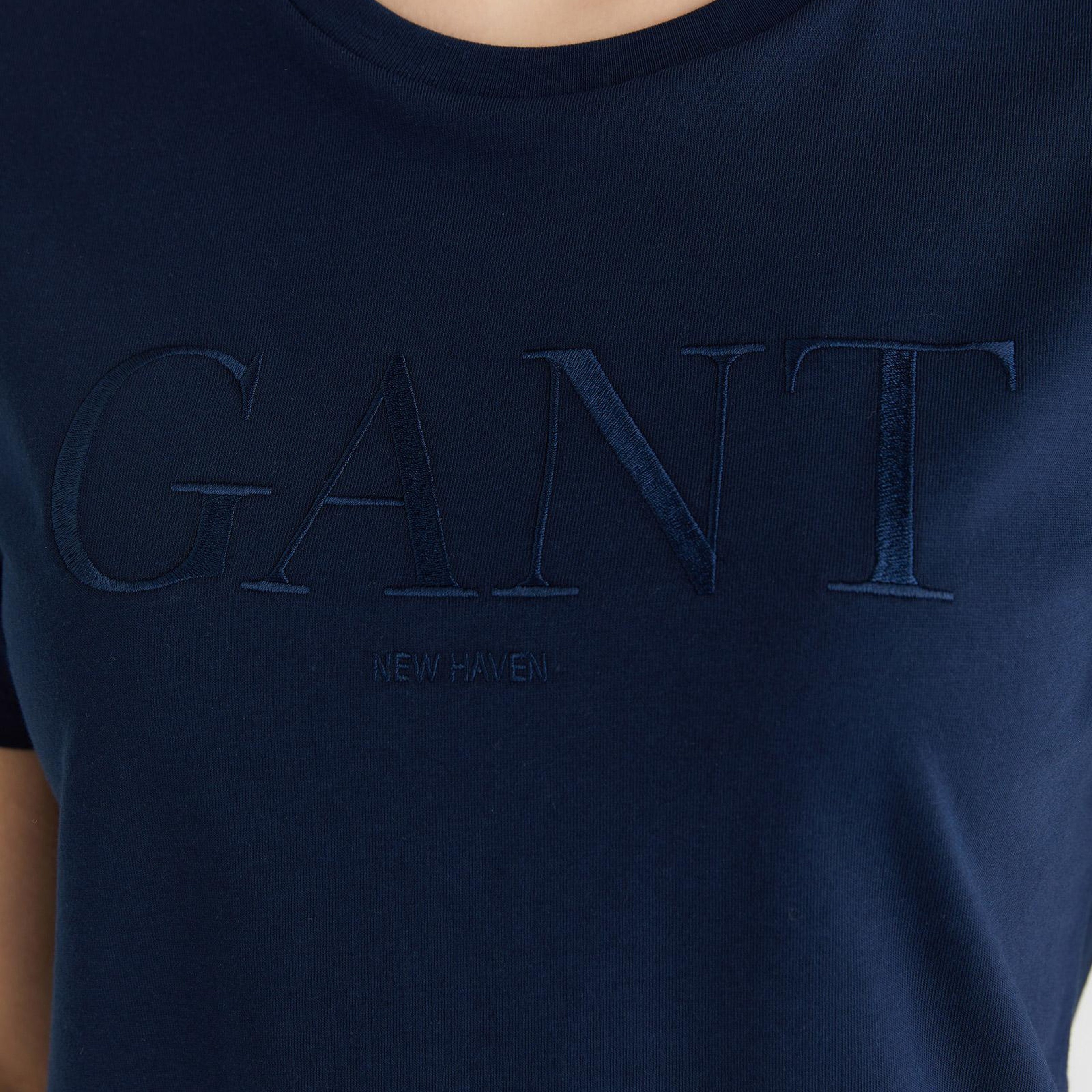 GANT Kadın Lacivert Bisiklet Yaka Regular Fit T-Shirt