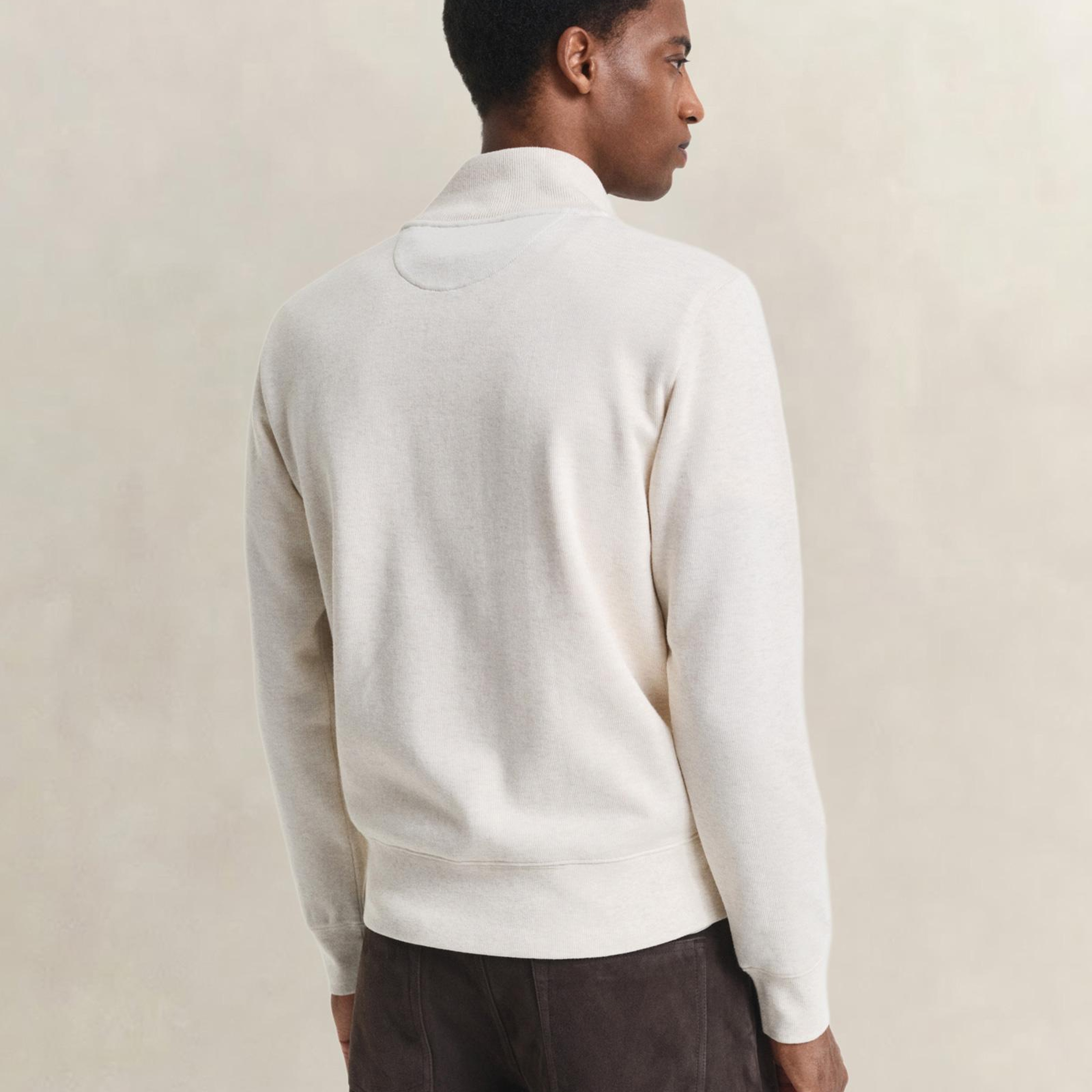 GANT Erkek Krem Regular Fit Yarım Fermuarlı Sweatshirt