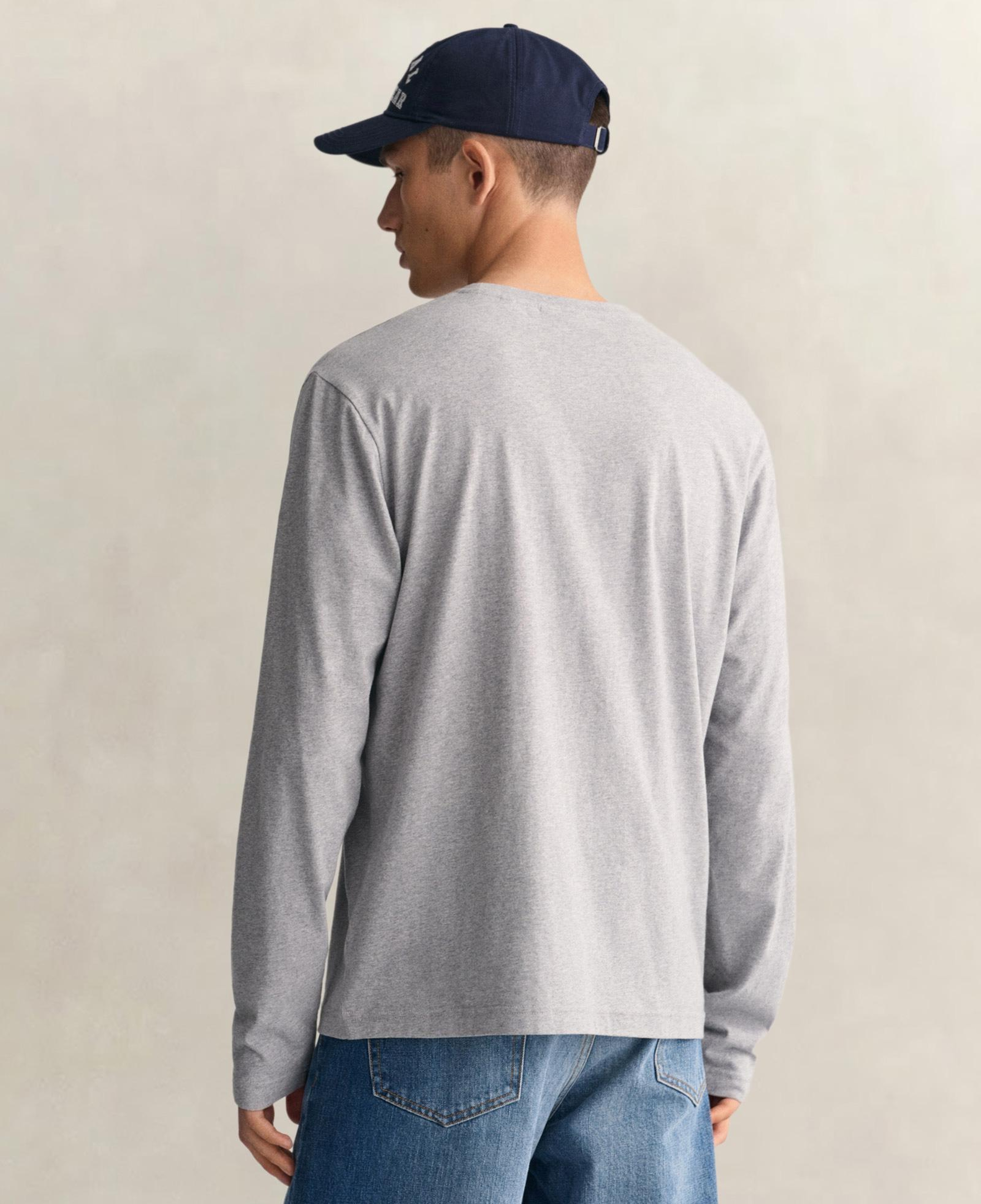 GANT Erkek Gri Regular Fit Bisiklet Yaka Uzun Kollu T-Shirt