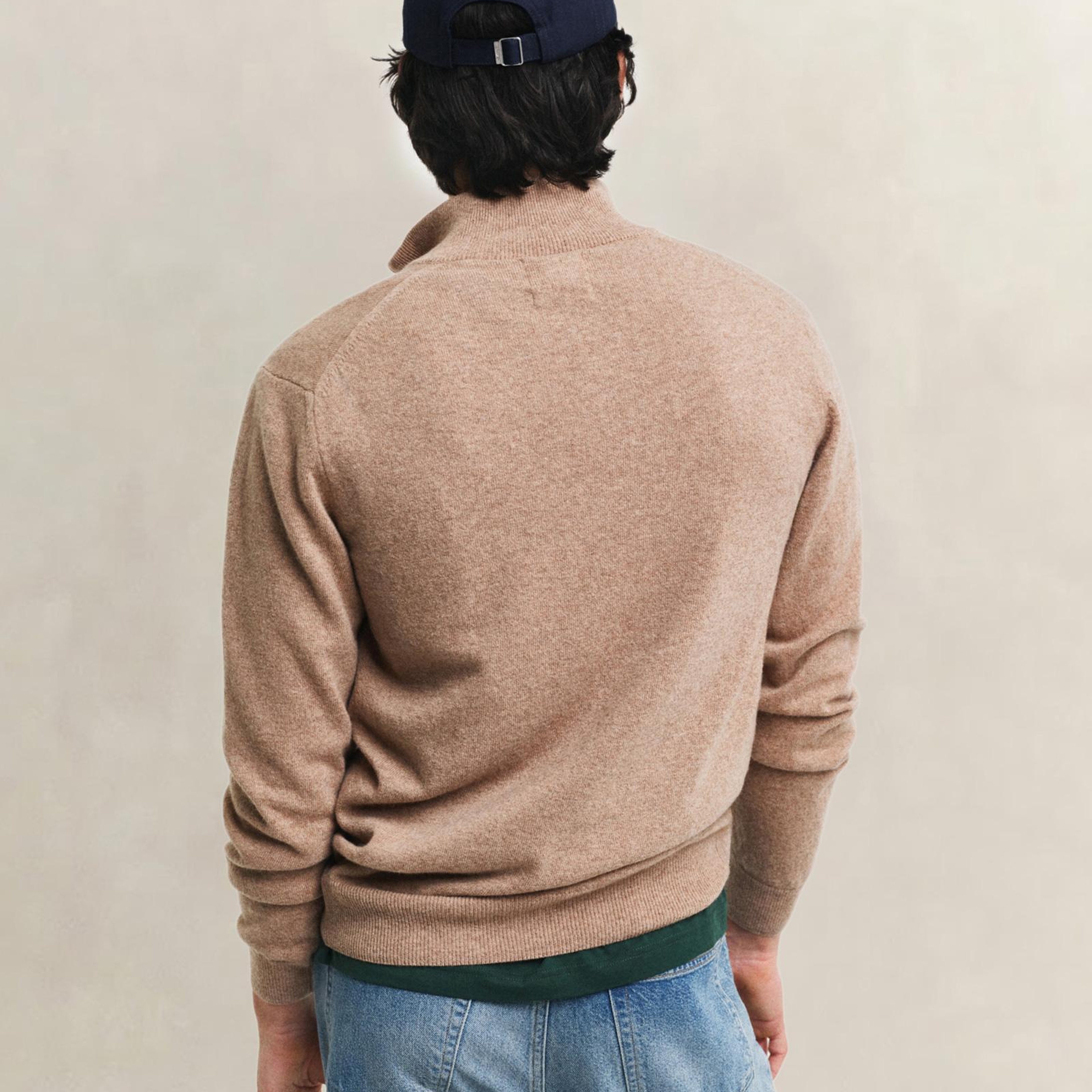 GANT Erkek Bej Regular Fit Yarım Fermuarlı Yün Kazak
