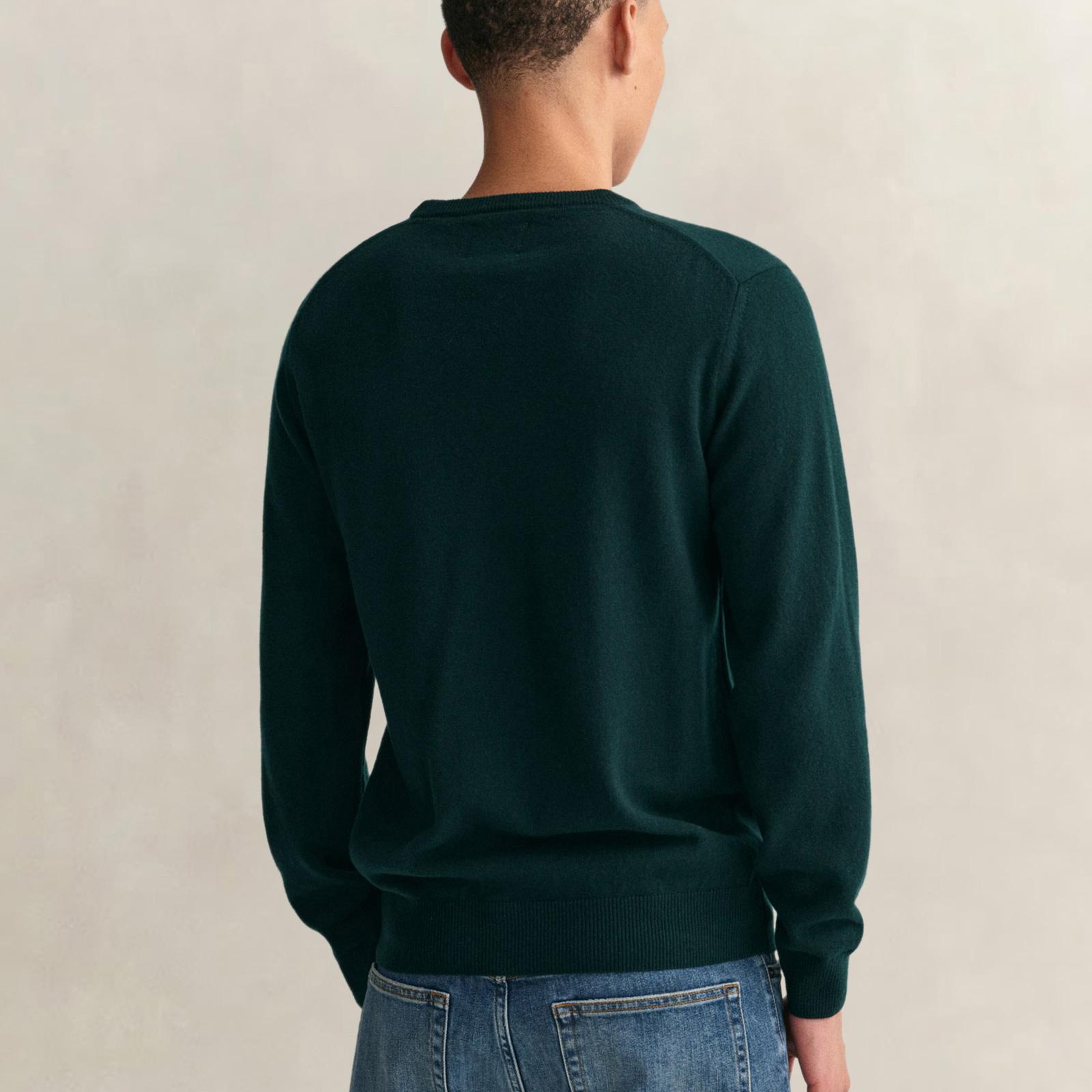 GANT Erkek Yeşil Regular Fit Bisiklet Yaka Yün Kazak