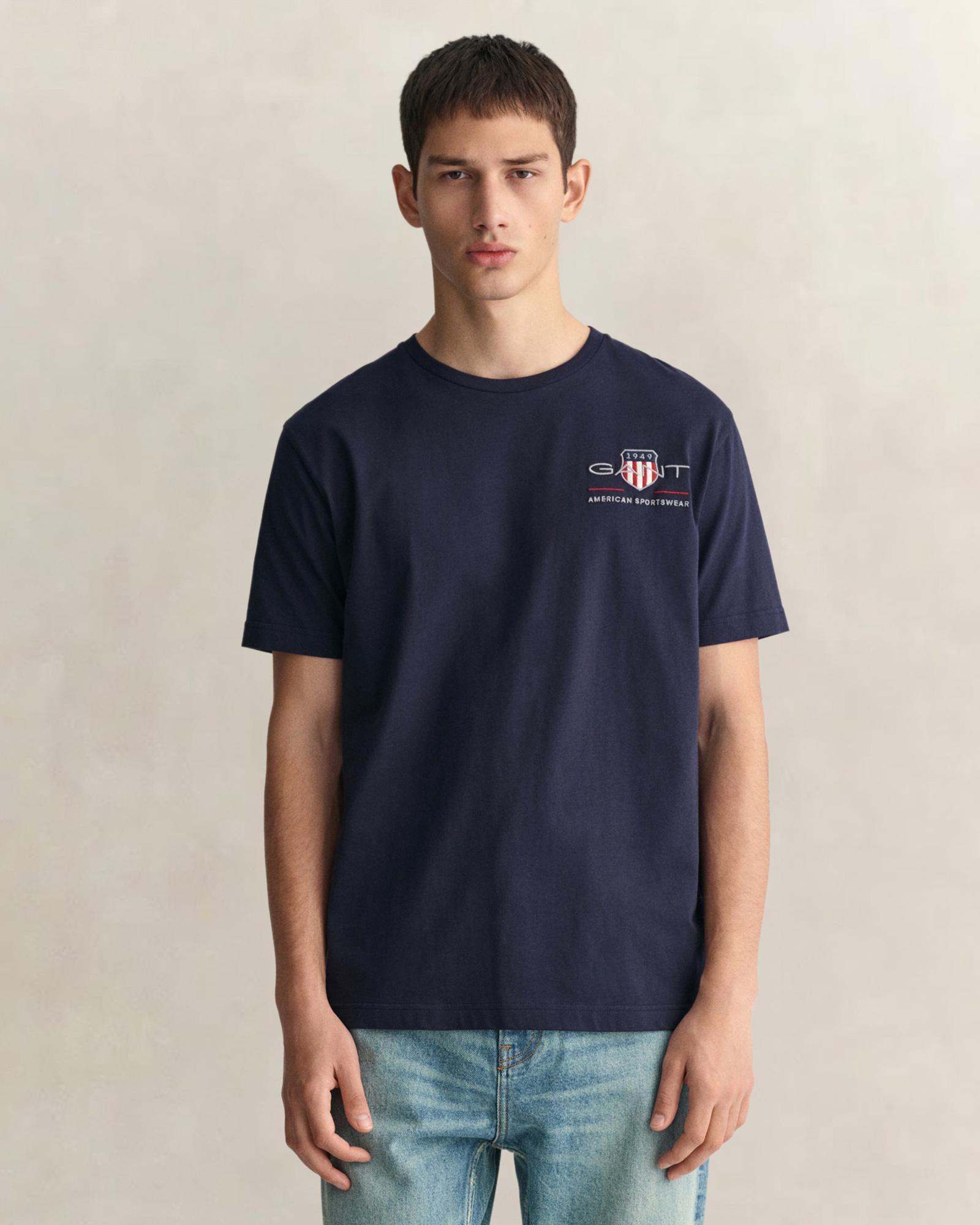 GANT Erkek Lacivert Regular Fit T-Shirt