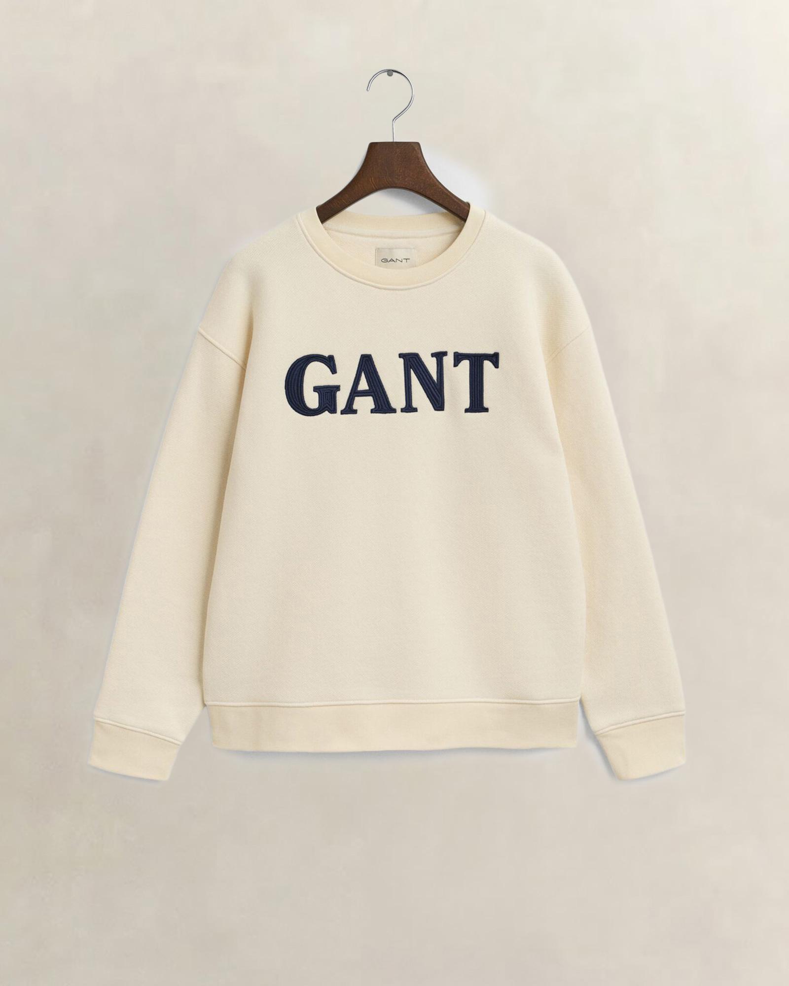 GANT Kadın Krem Relaxed Fit Bisiklet Yaka Sweatshirt