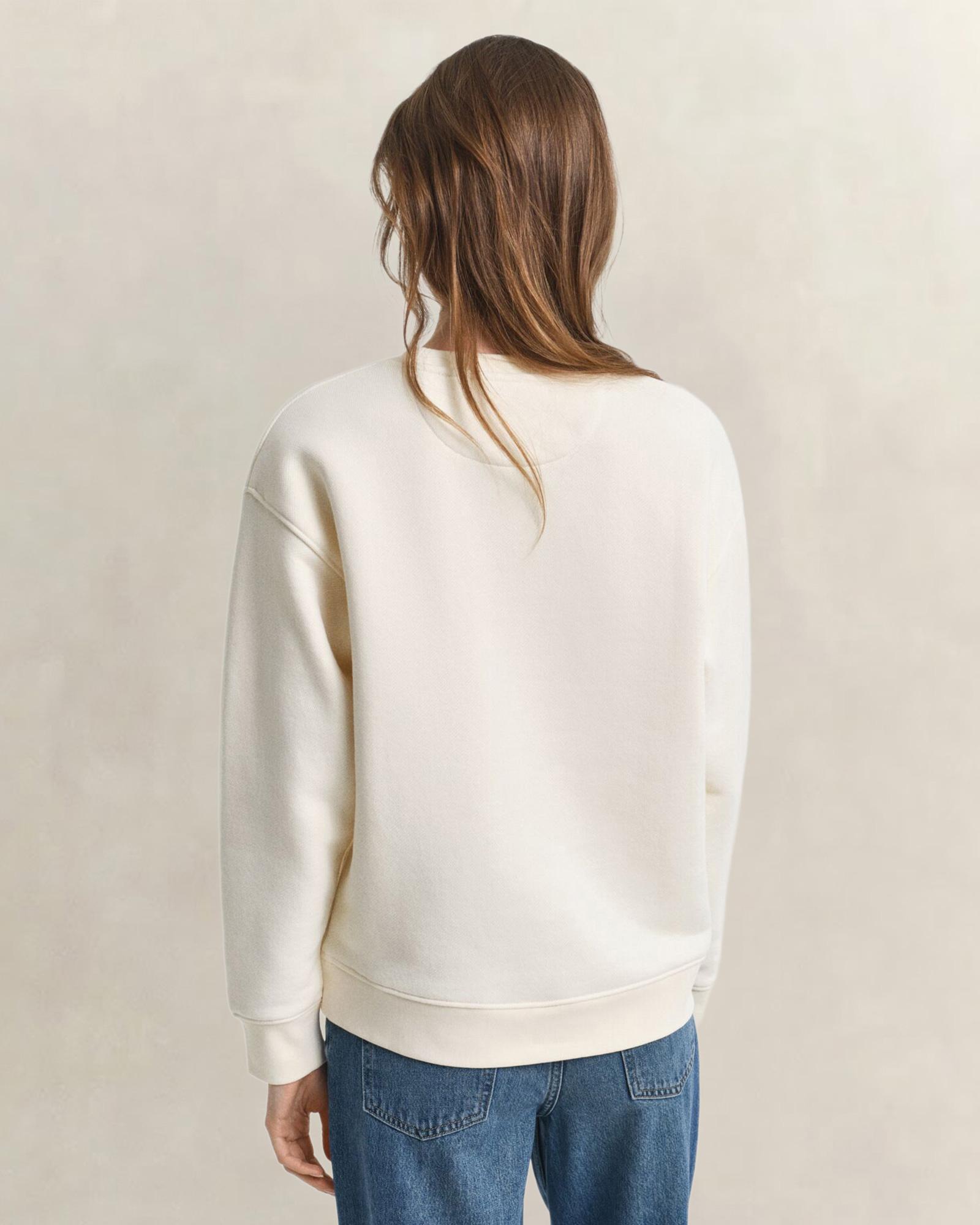 GANT Kadın Krem Relaxed Fit Bisiklet Yaka Sweatshirt