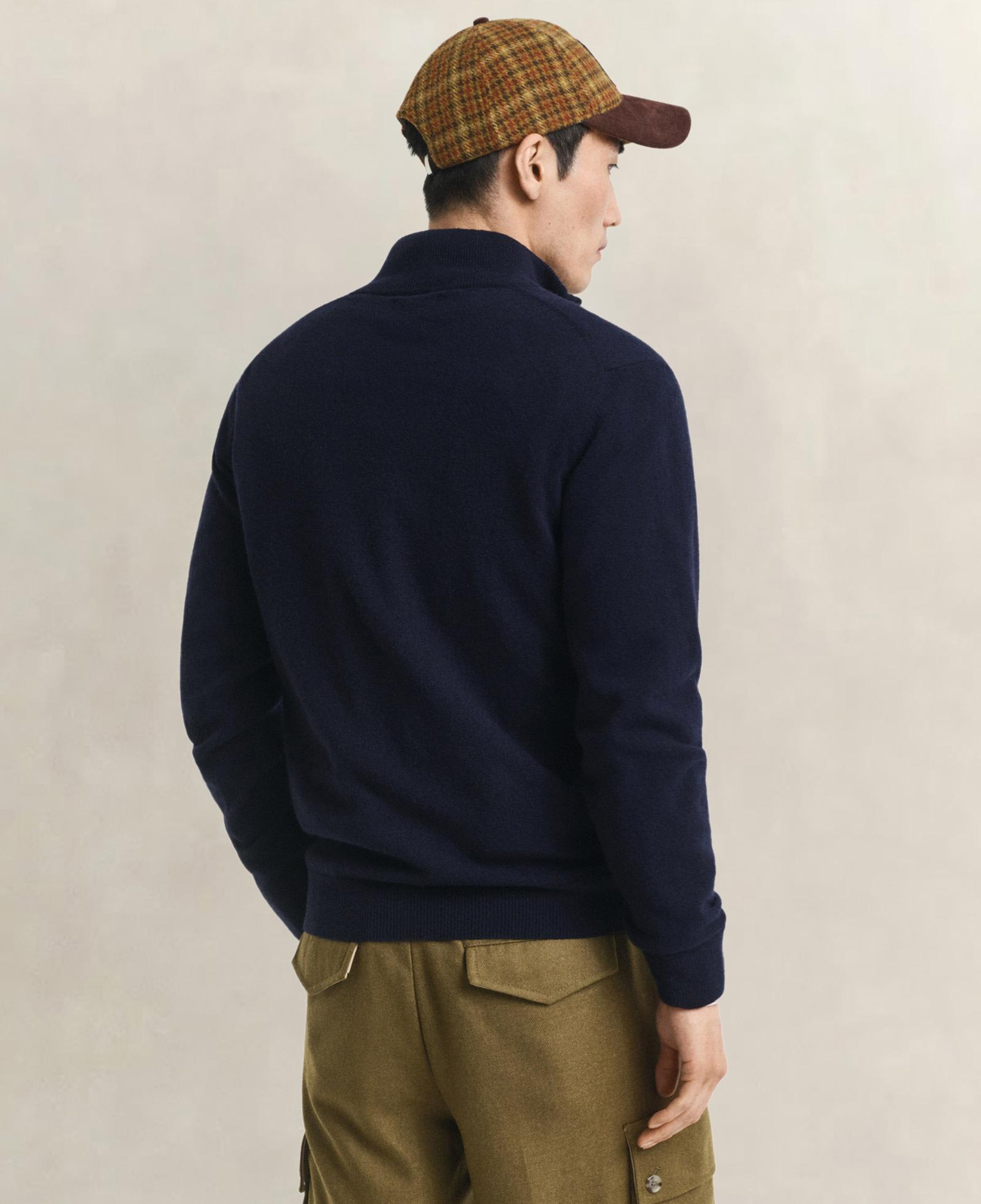 GANT Erkek Lacivert Regular Fit Yarım Fermuarlı Yün Kazak