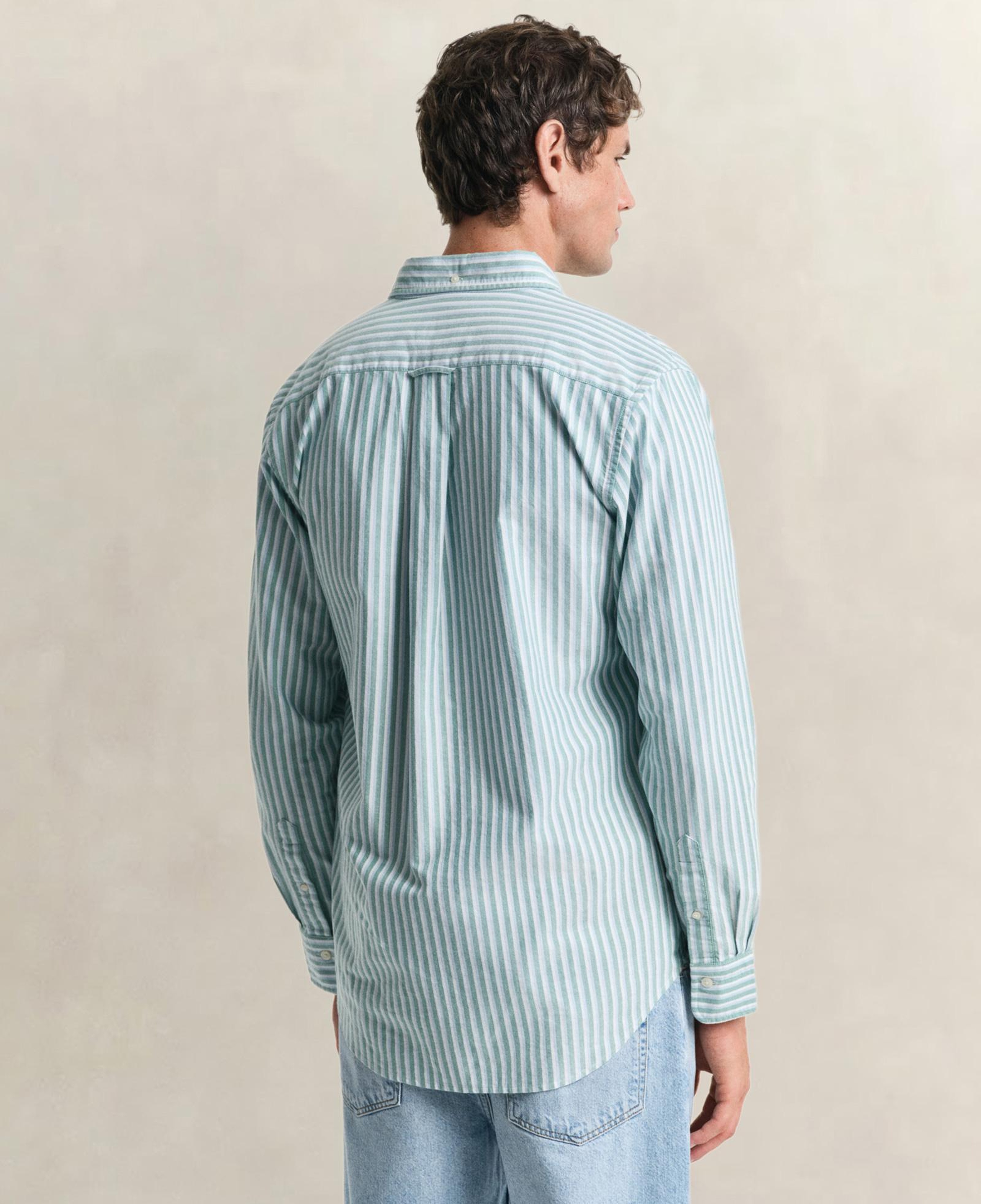 GANT Erkek Yeşil Regular Fit Çizgili Logolu Gömlek