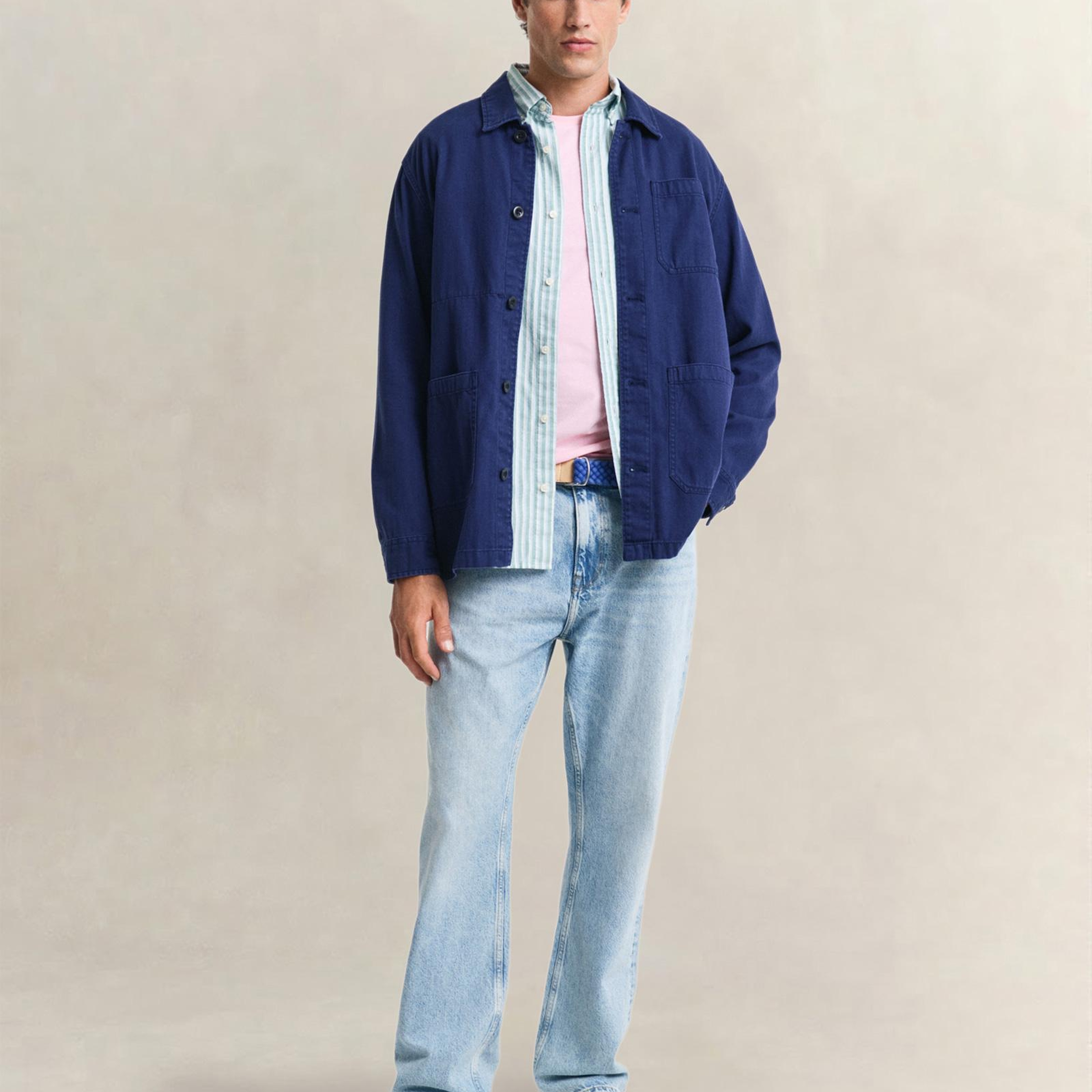 GANT Erkek Yeşil Regular Fit Çizgili Logolu Gömlek