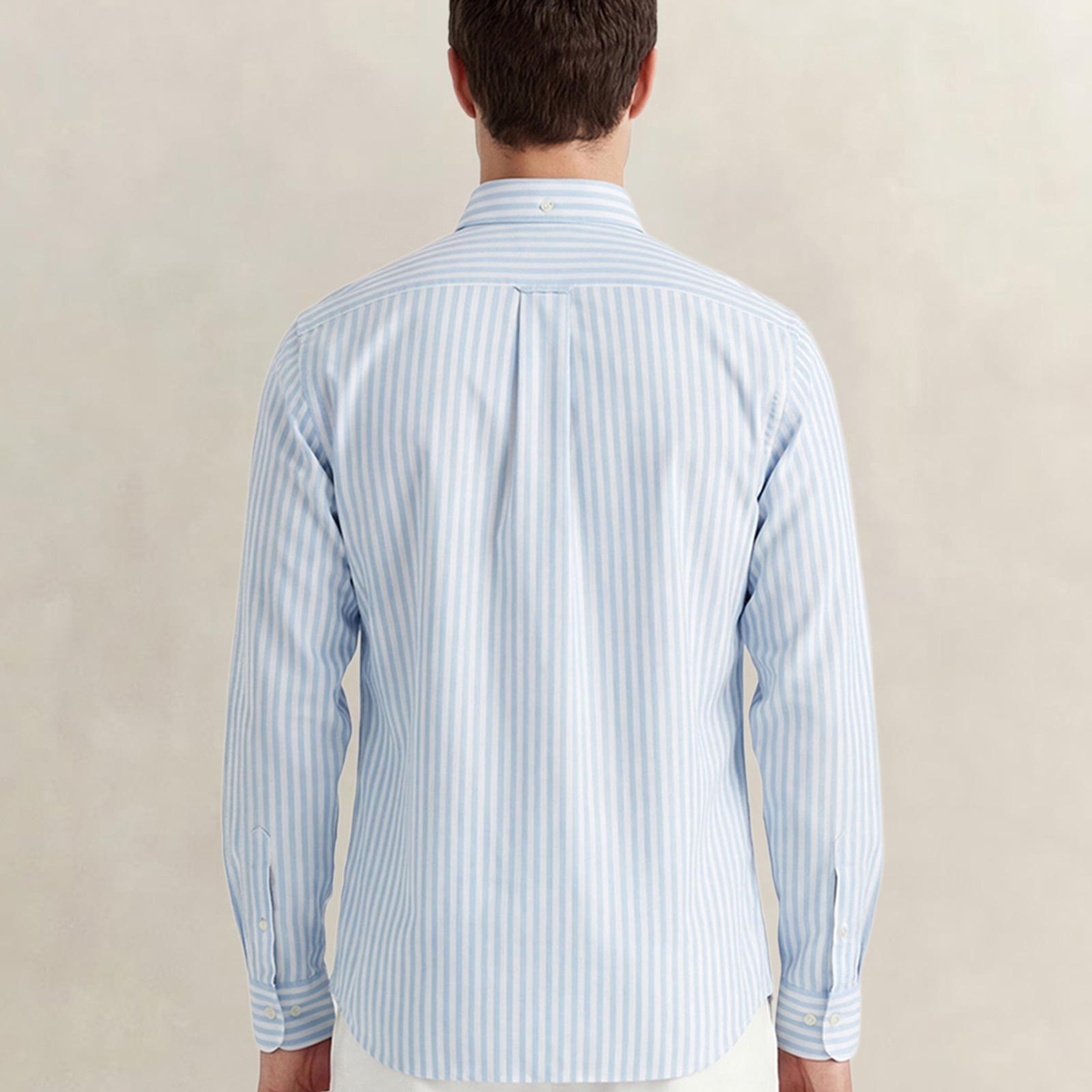 GANT Erkek Mavi Regular Fit Çizgili Logolu Gömlek