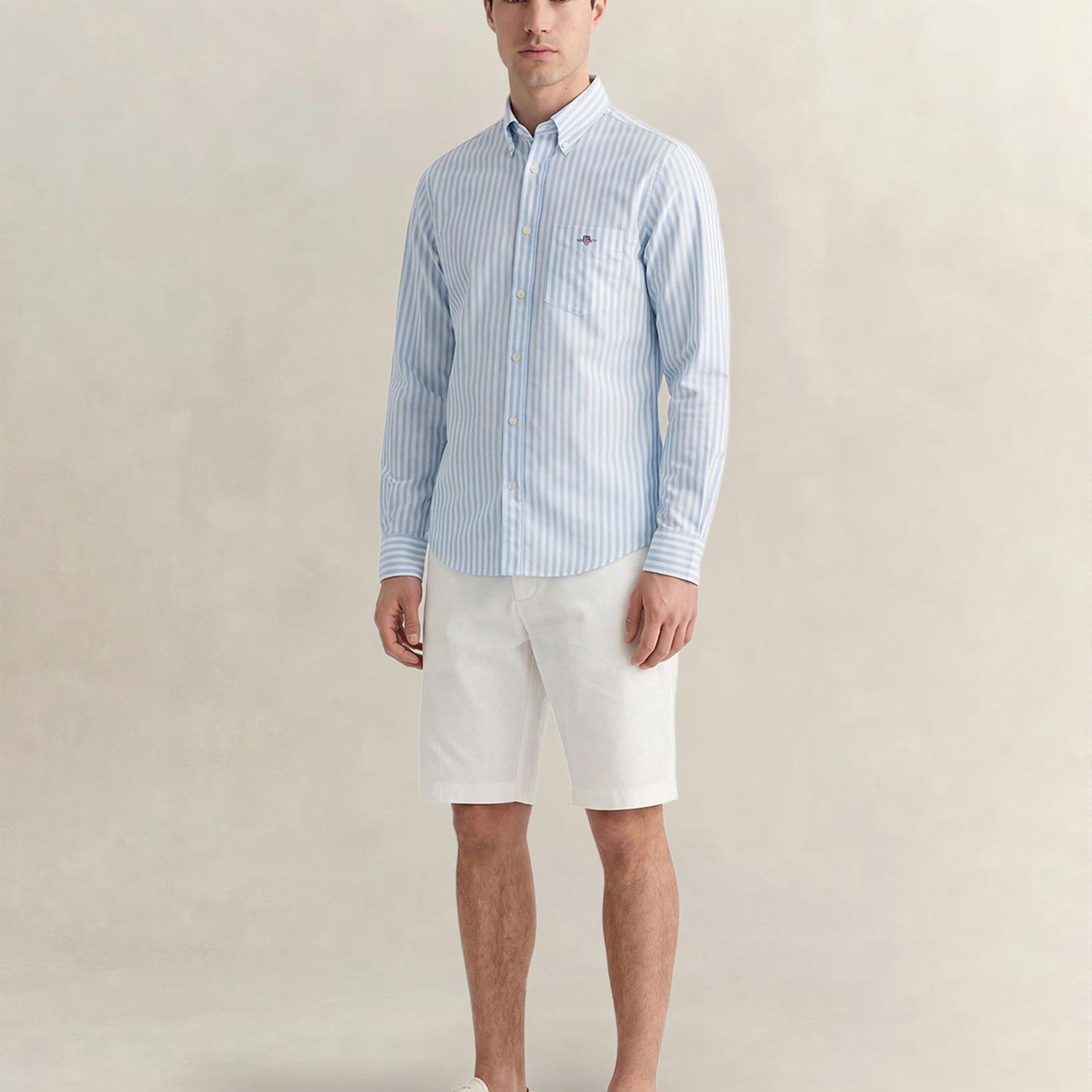 GANT Erkek Mavi Regular Fit Çizgili Logolu Gömlek
