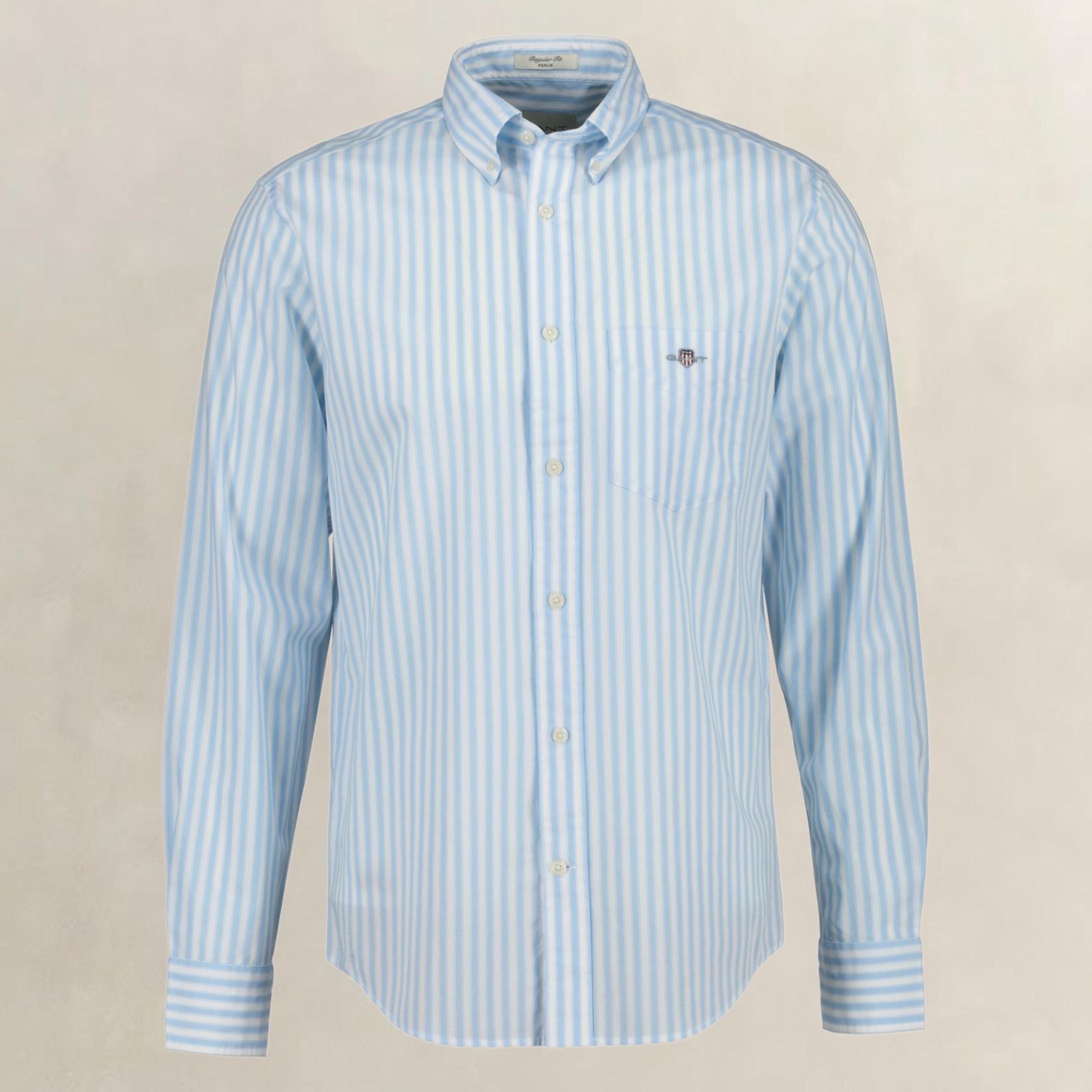 GANT Erkek Mavi Regular Fit Çizgili Logolu Gömlek