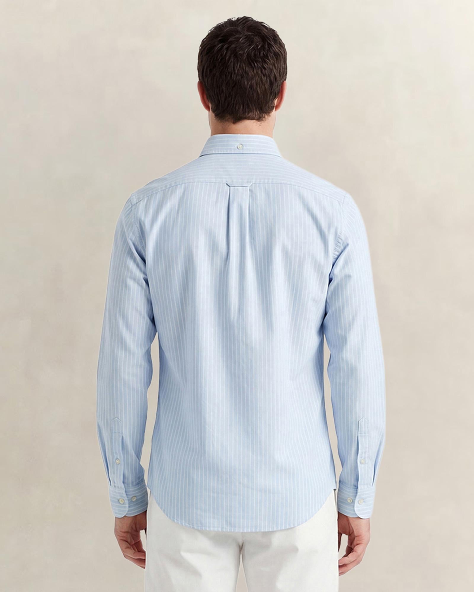 GANT Erkek Mavi Slim Fit Çizgili Logolu Gömlek