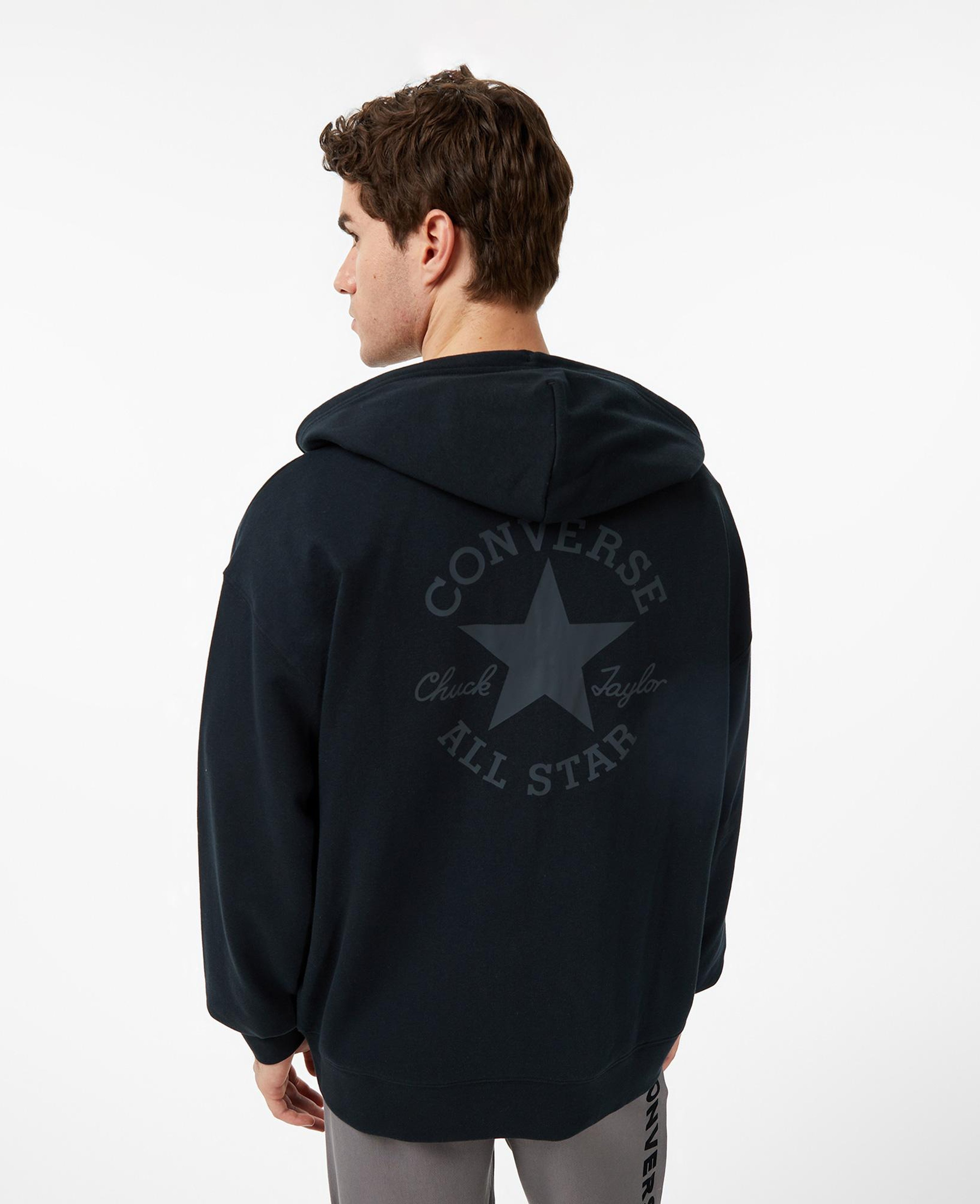 Converse Loose Fit Sneaker Patch Full Zip Erkek Siyah Sweatshirt