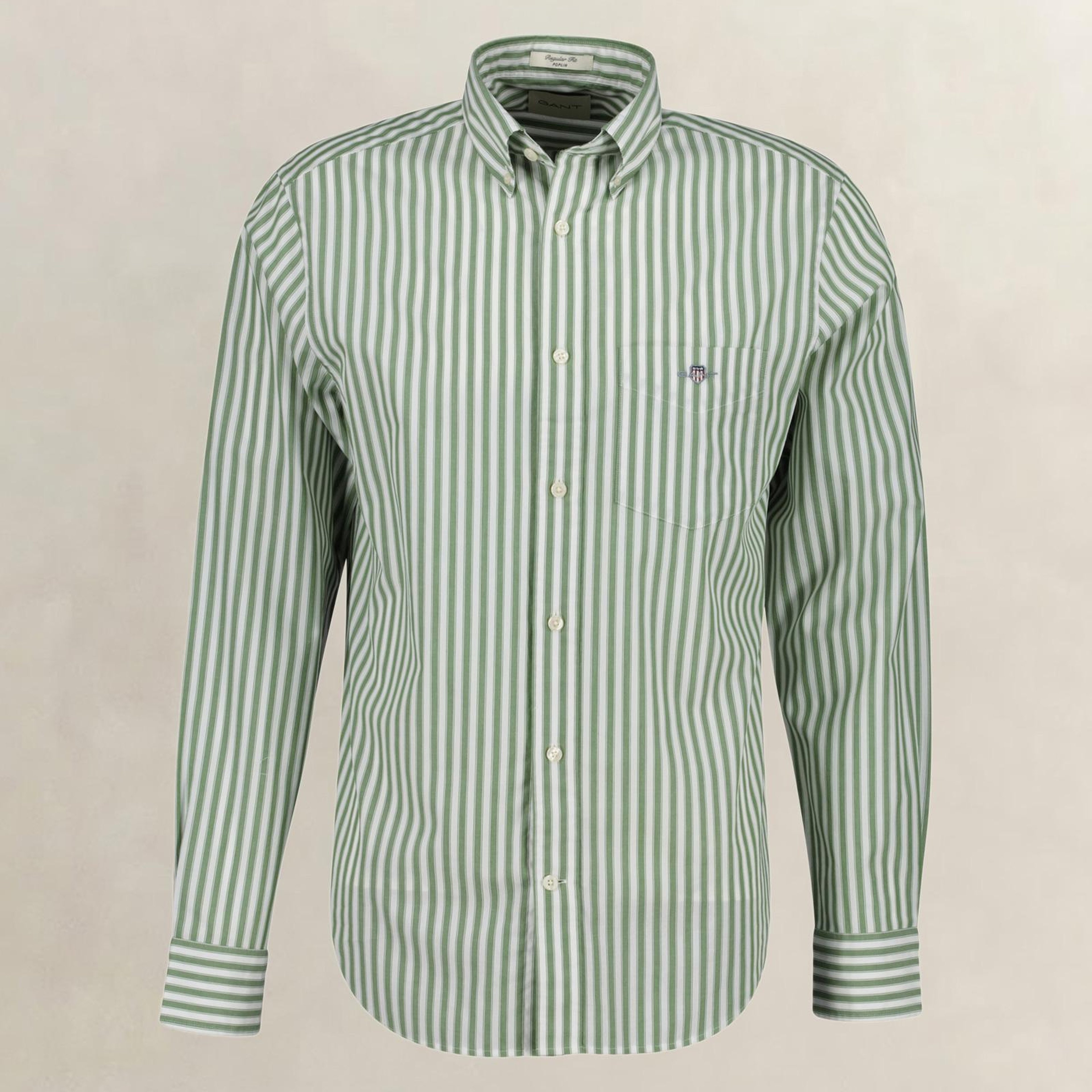 GANT Erkek Yeşil Regular Fit Çizgili Logolu Gömlek