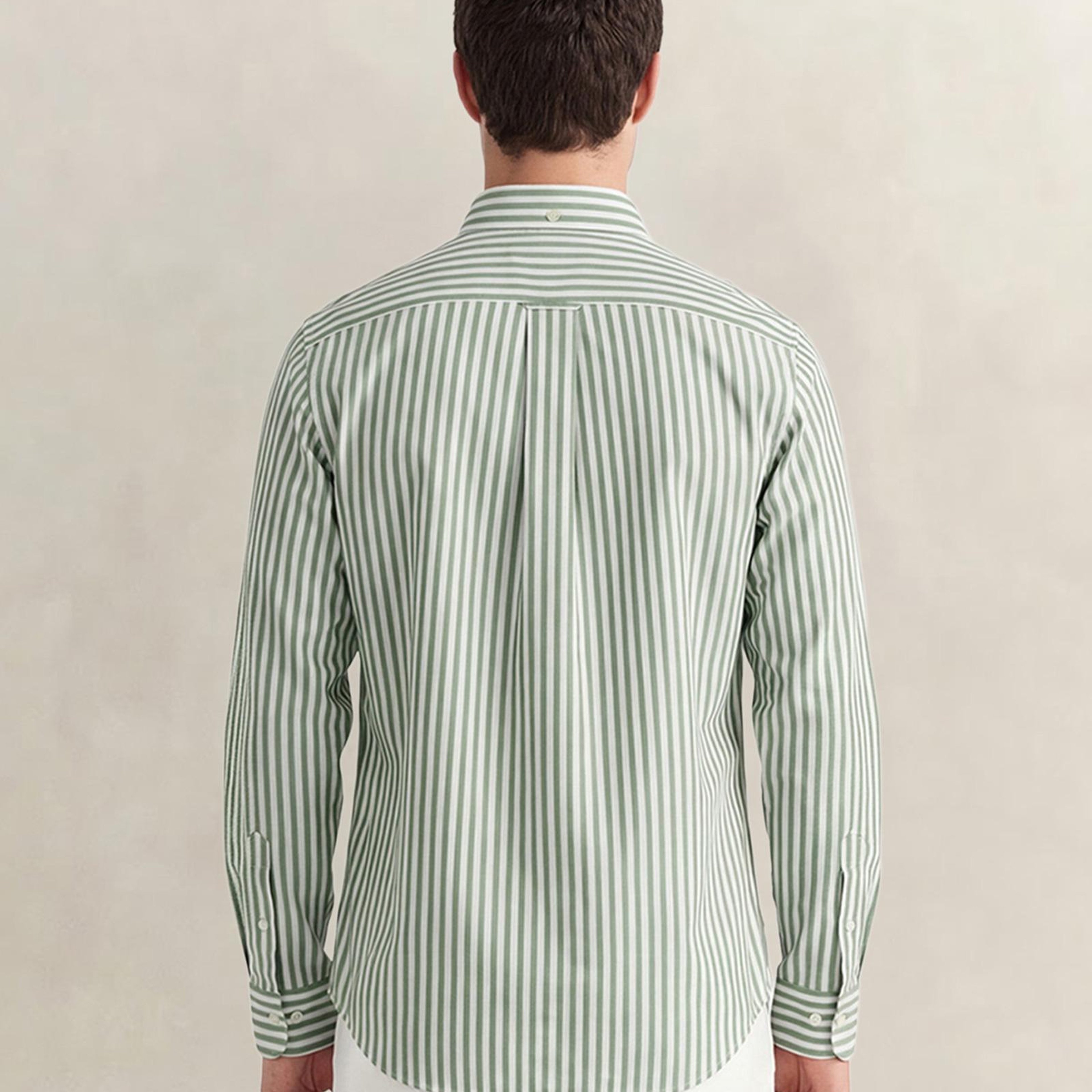 GANT Erkek Yeşil Regular Fit Çizgili Logolu Gömlek