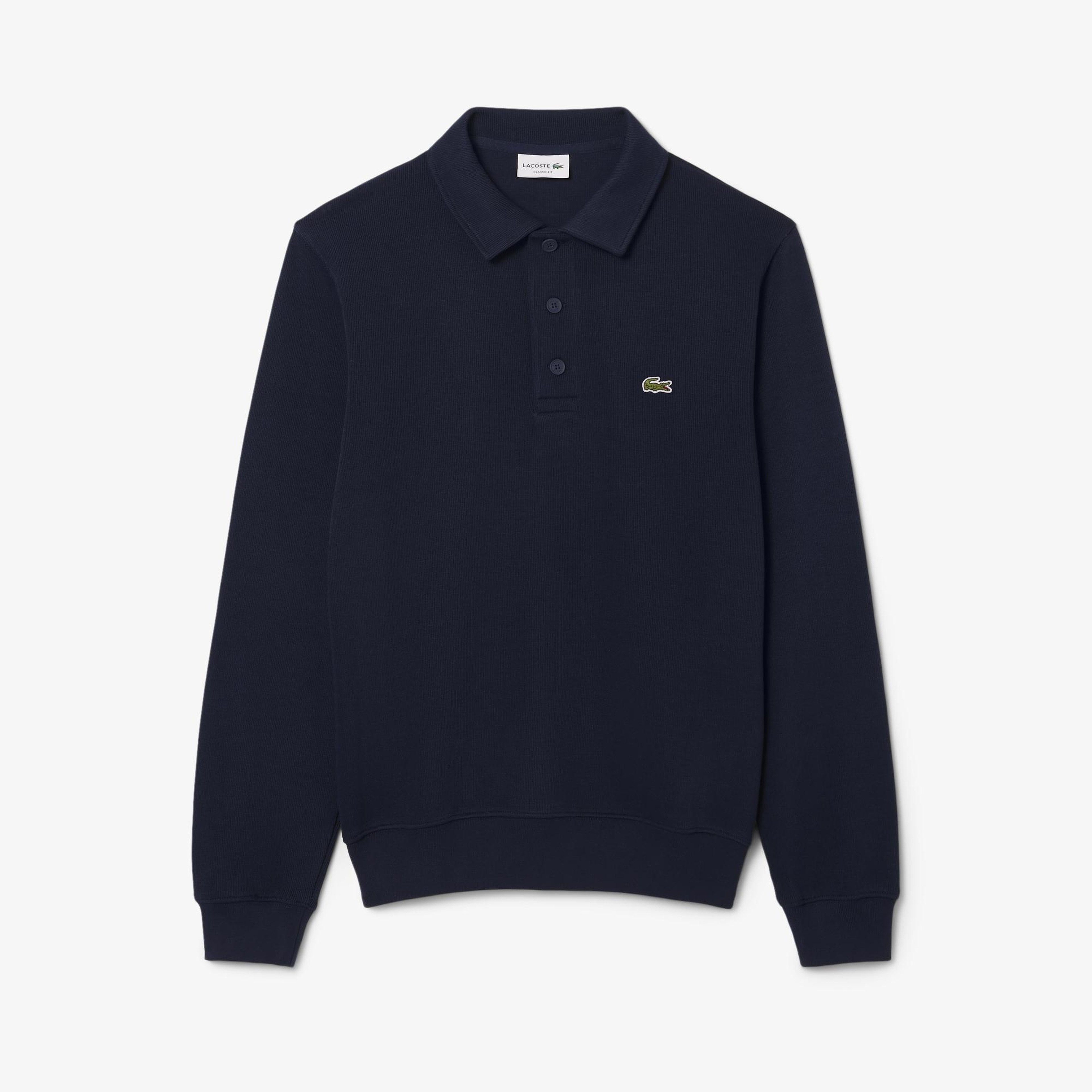 Erkek Classic Fit Polo Yaka Lacivert Sweatshirt