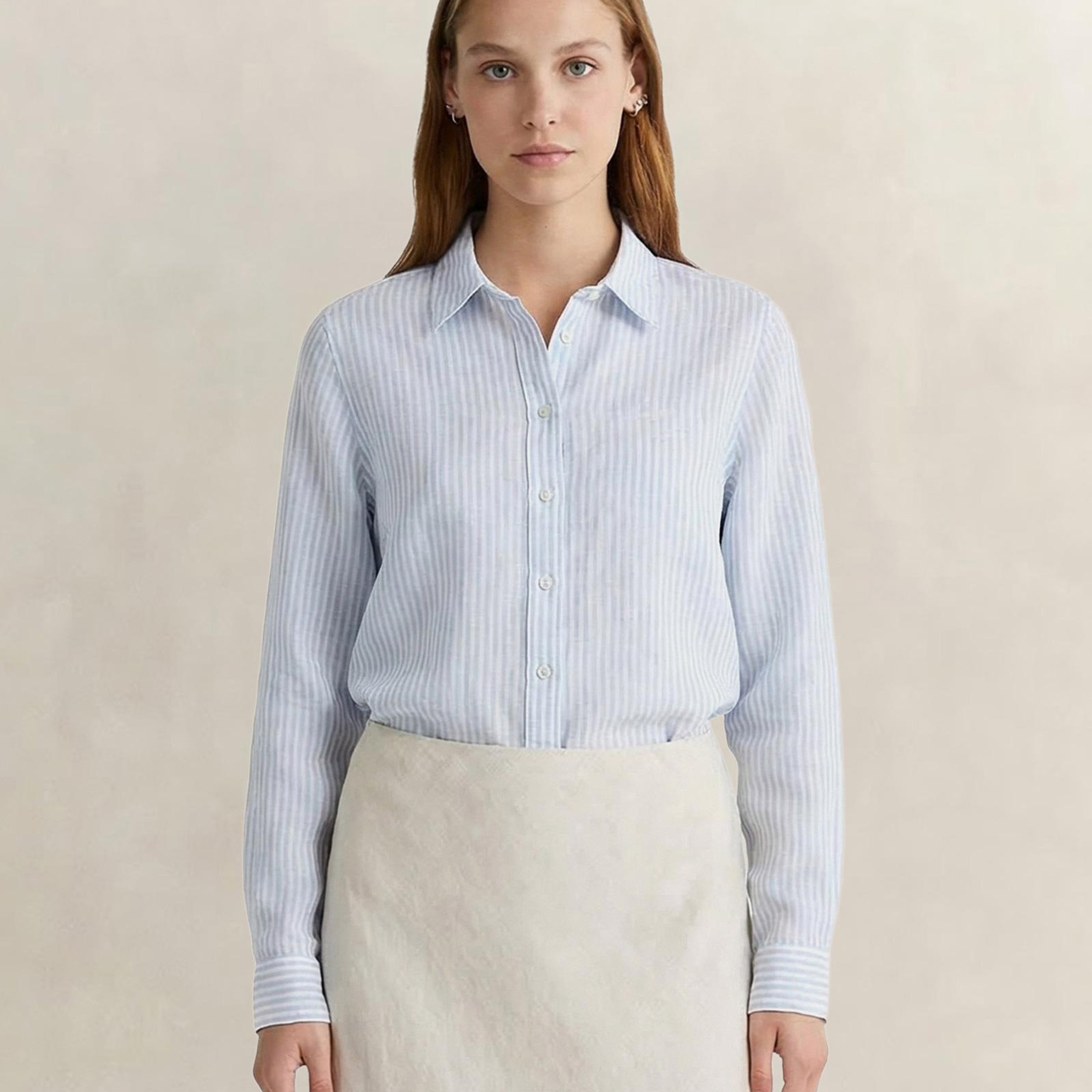GANT Kadın Mavi Regular Fit Çizgili Gömlek