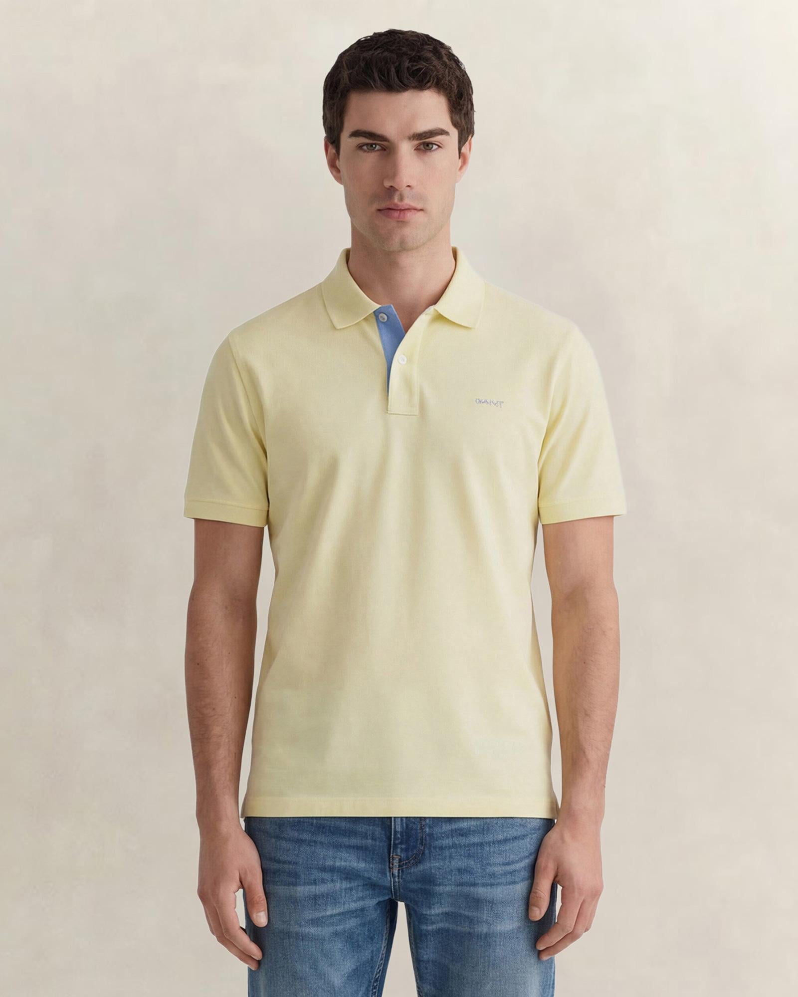GANT Erkek Sarı Regular Fit Polo Yaka T-Shirt