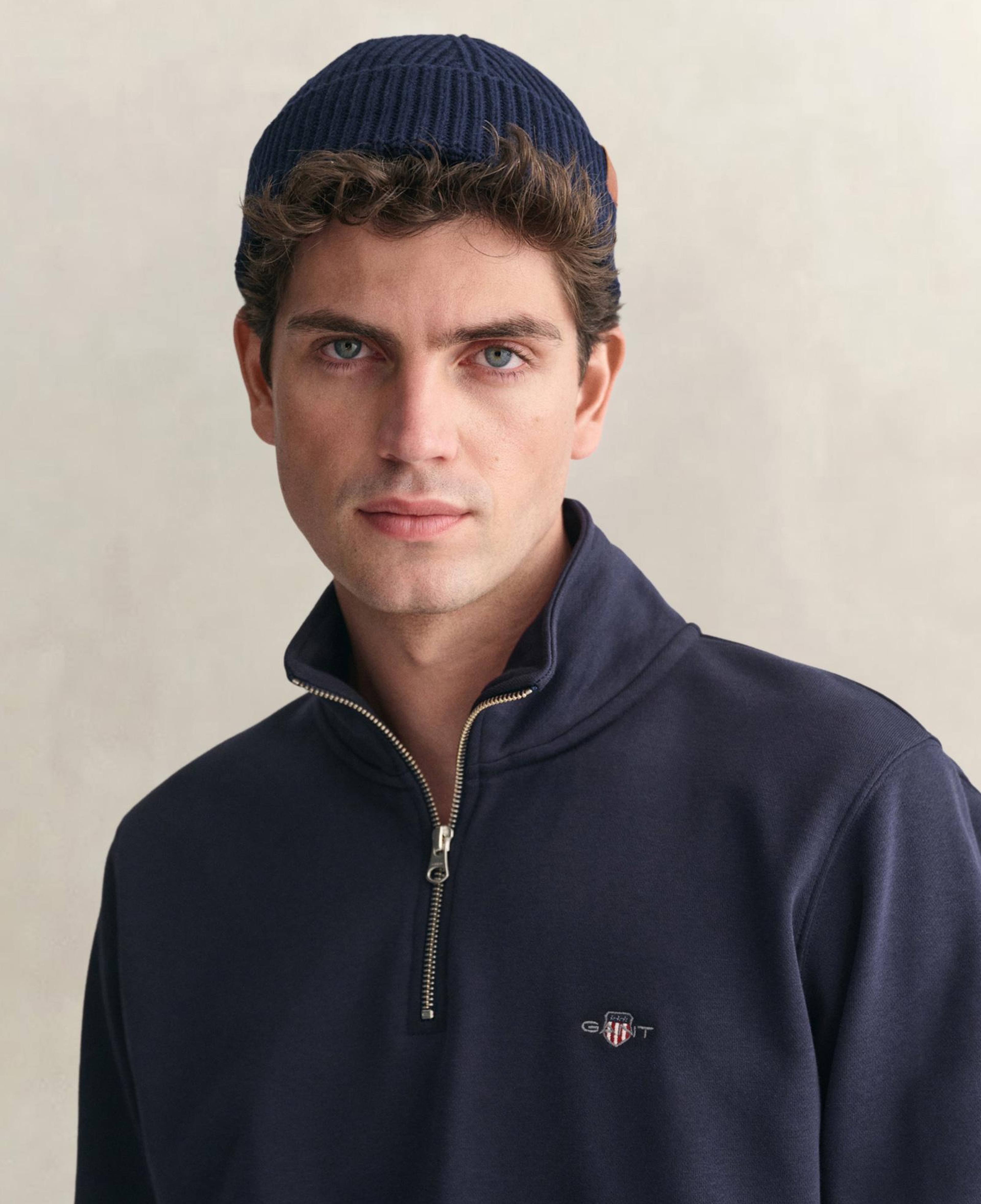 GANT Erkek Lacivert Regular Fit Yarım Fermuarlı Sweatshirt