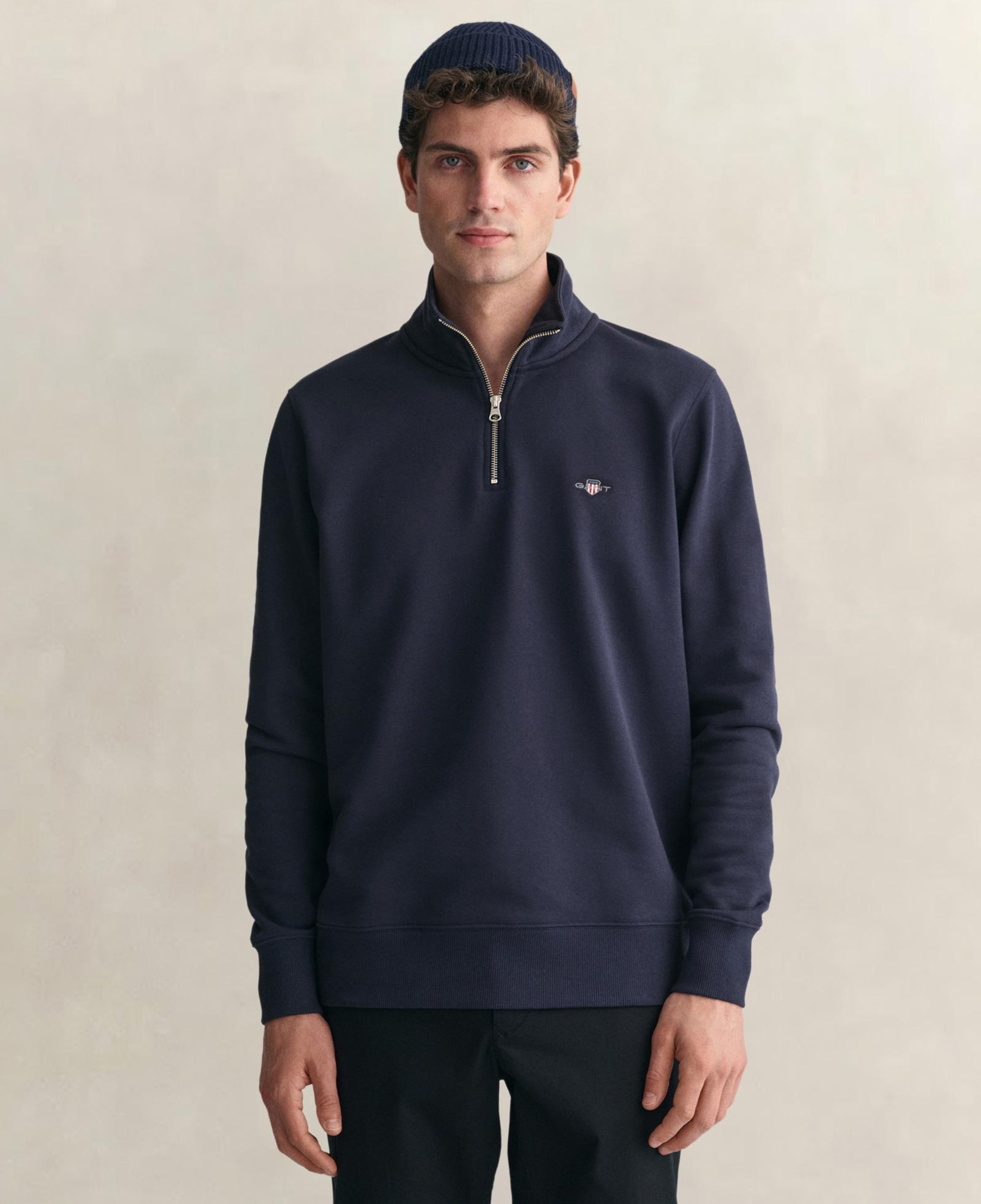 GANT Erkek Lacivert Regular Fit Yarım Fermuarlı Sweatshirt