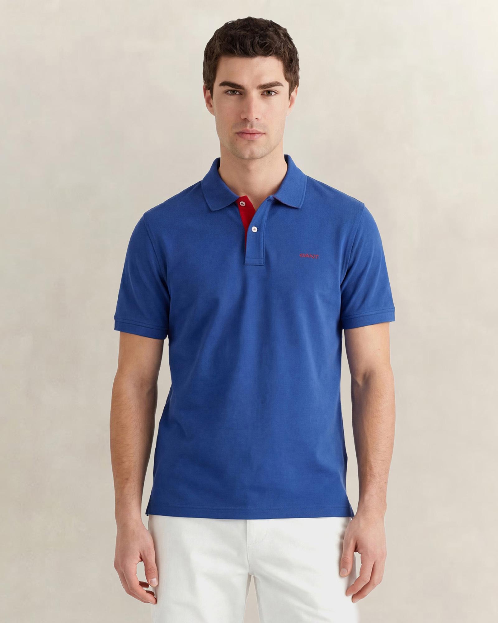 GANT Erkek Mavi Regular Fit Polo Yaka T-Shirt