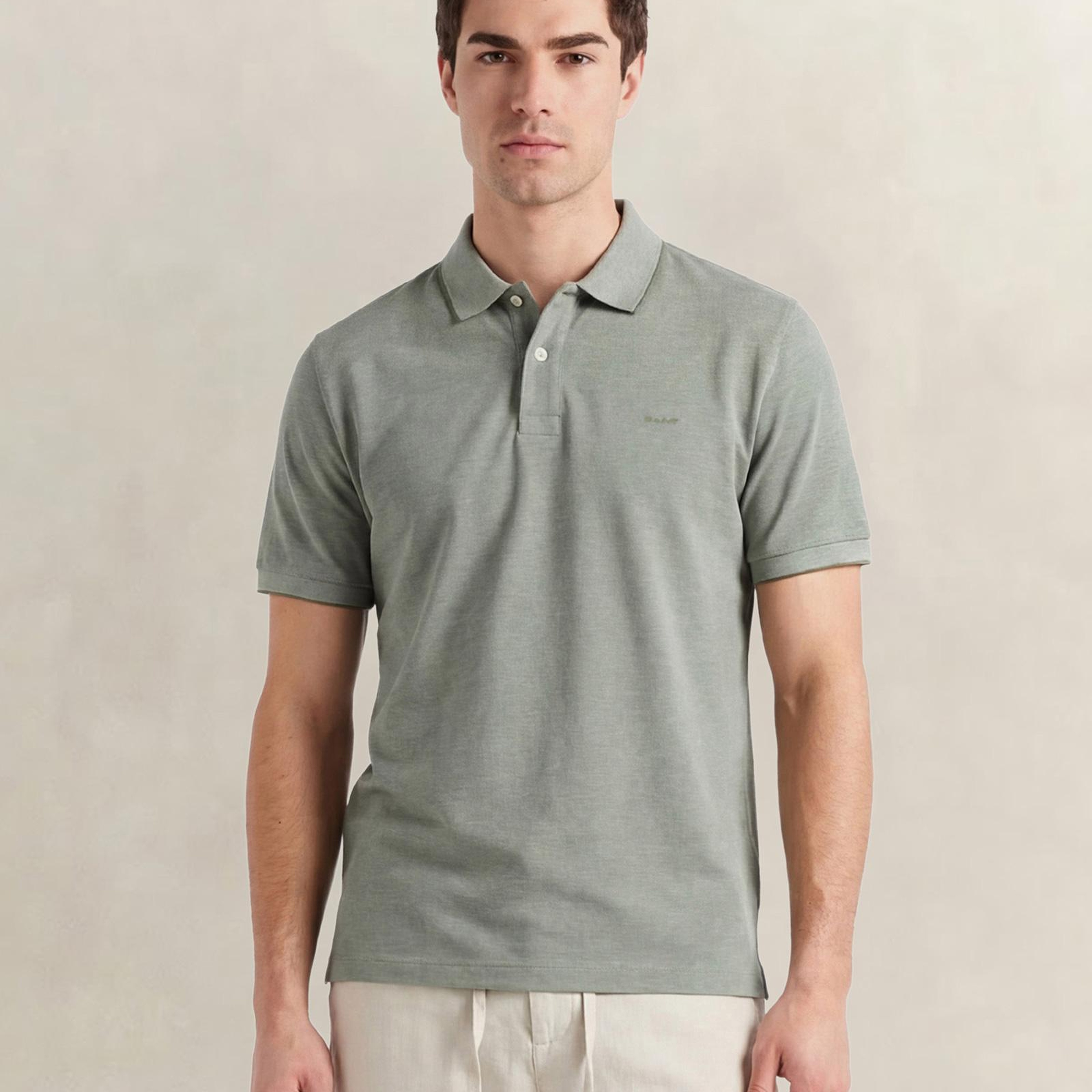 GANT Erkek Yeşil Regular Fit Polo Yaka T-Shirt