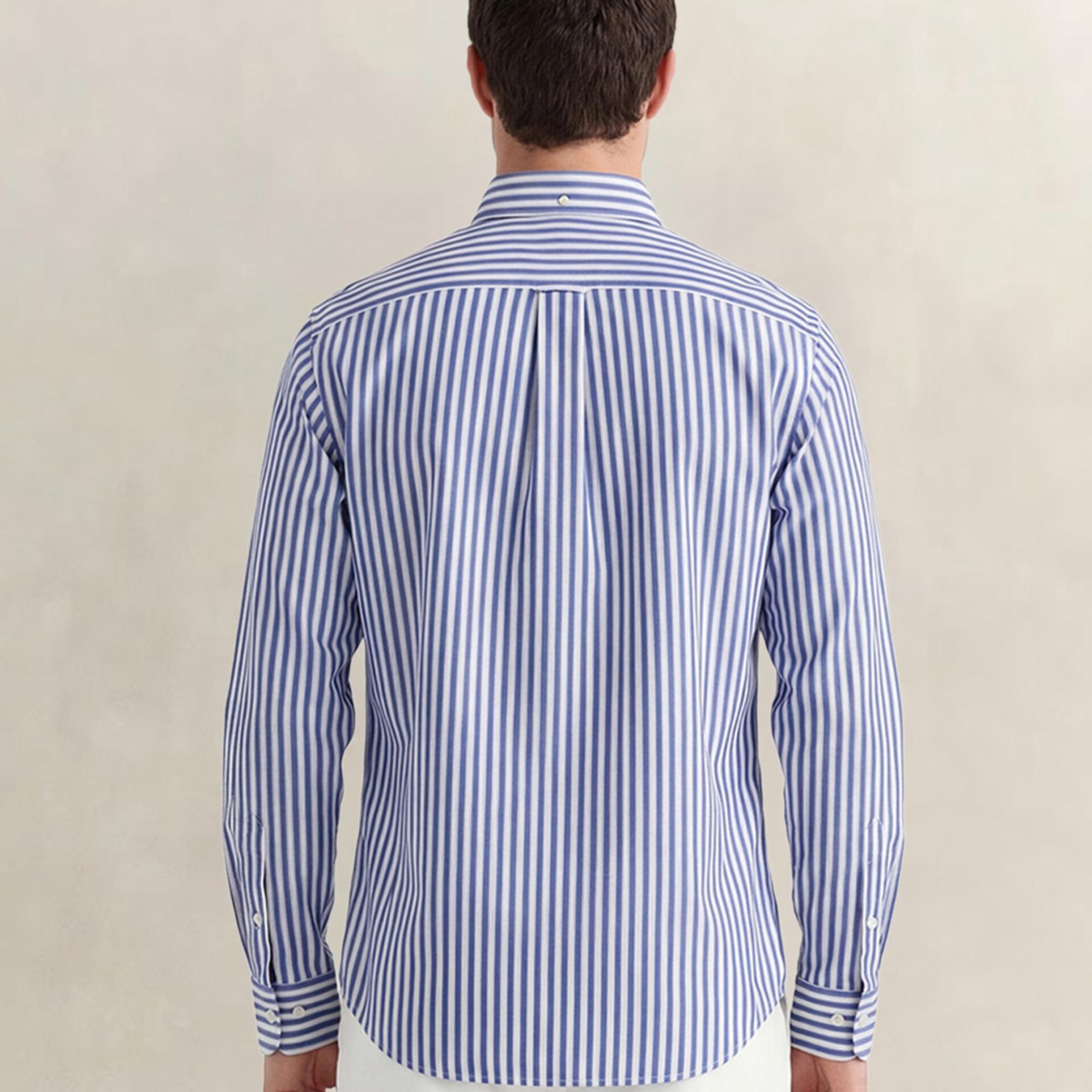 GANT Erkek Mavi Regular Fit Çizgili Logolu Gömlek
