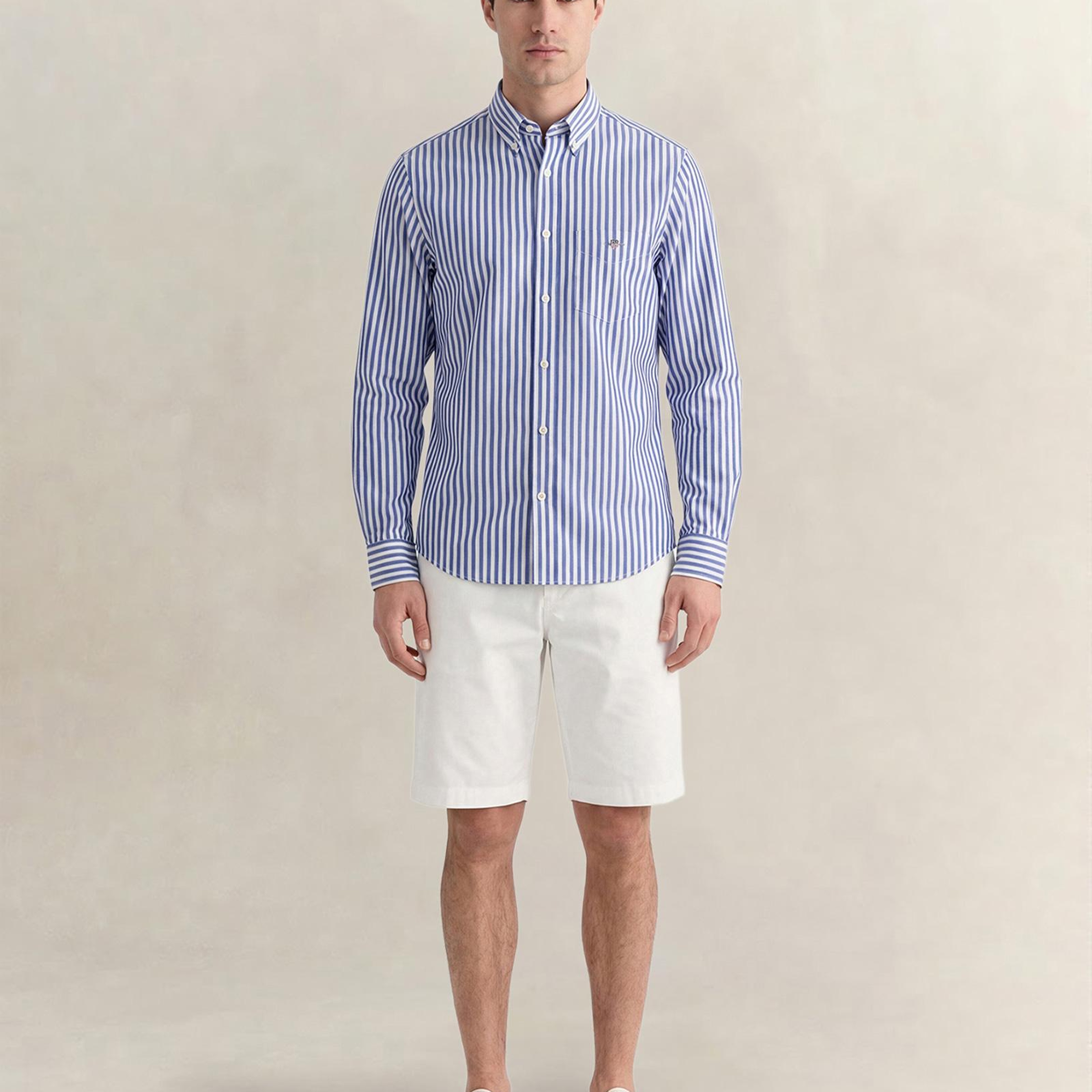 GANT Erkek Mavi Regular Fit Çizgili Logolu Gömlek