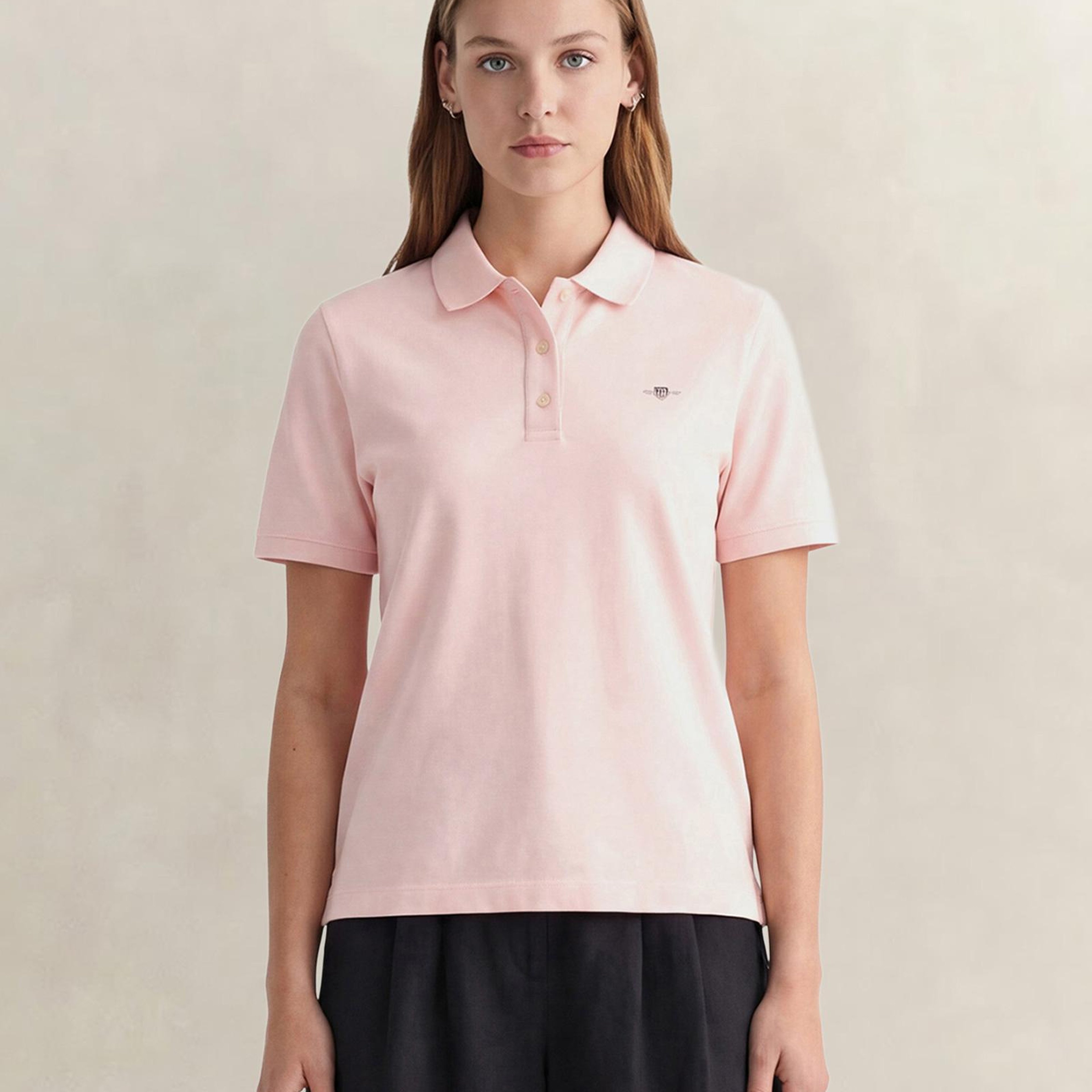 GANT Kadın Pembe Regular Fit Logolu Polo Yaka T-Shirt