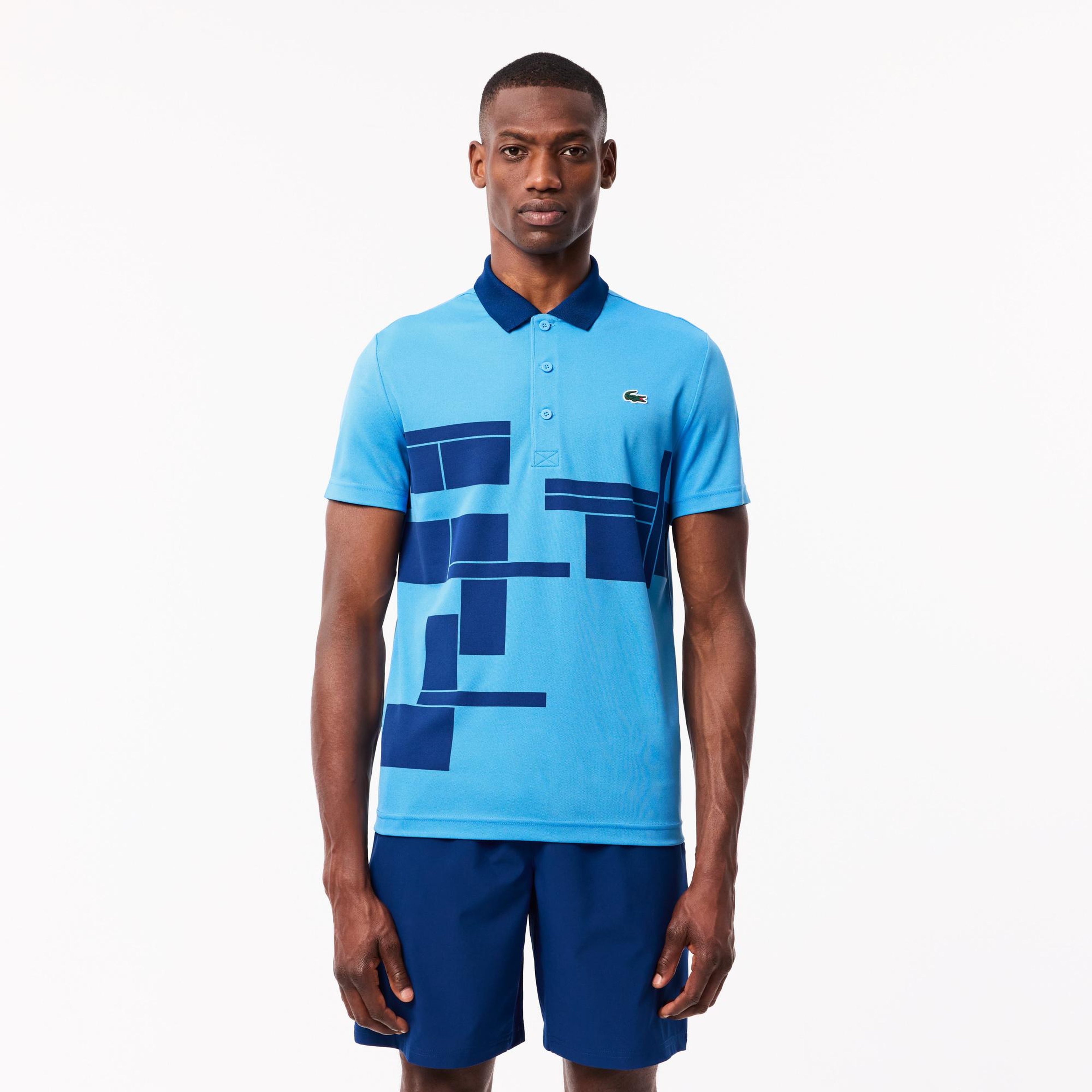 Erkek Regular Fit Baskılı Mavi Polo