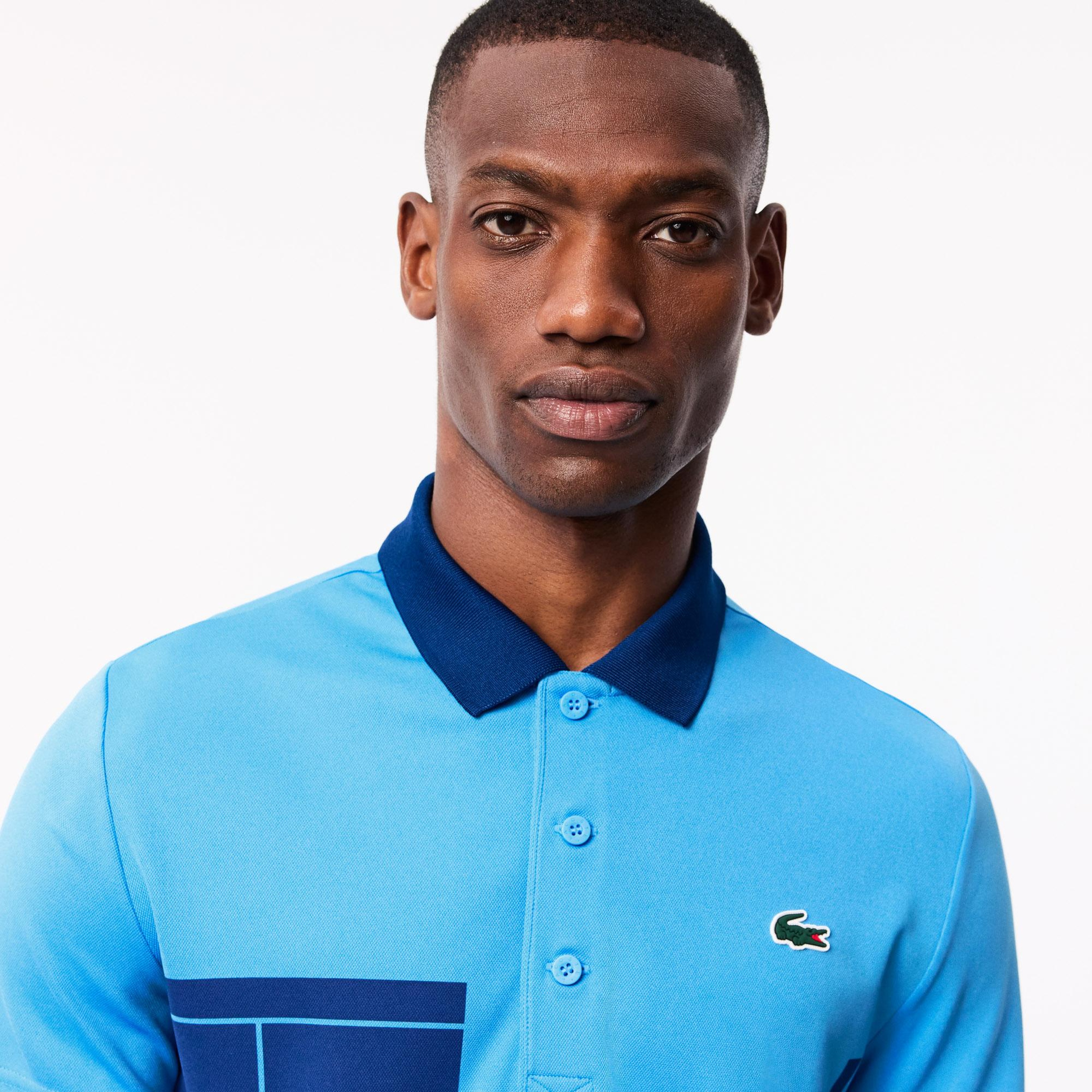 Erkek Regular Fit Baskılı Mavi Polo