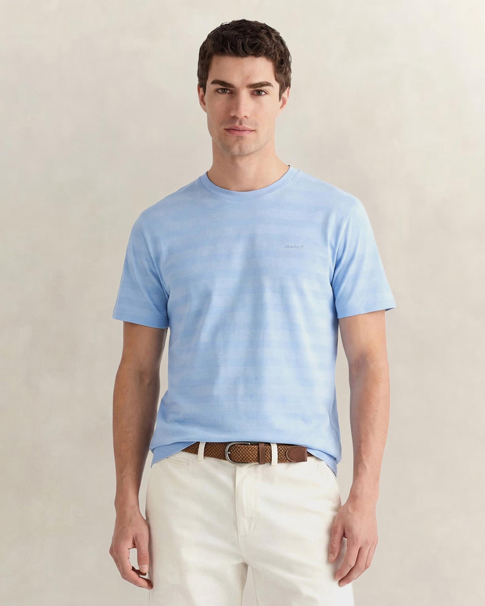 GANT Erkek Mavi Bisiklet Yaka Regular Fit T-Shirt