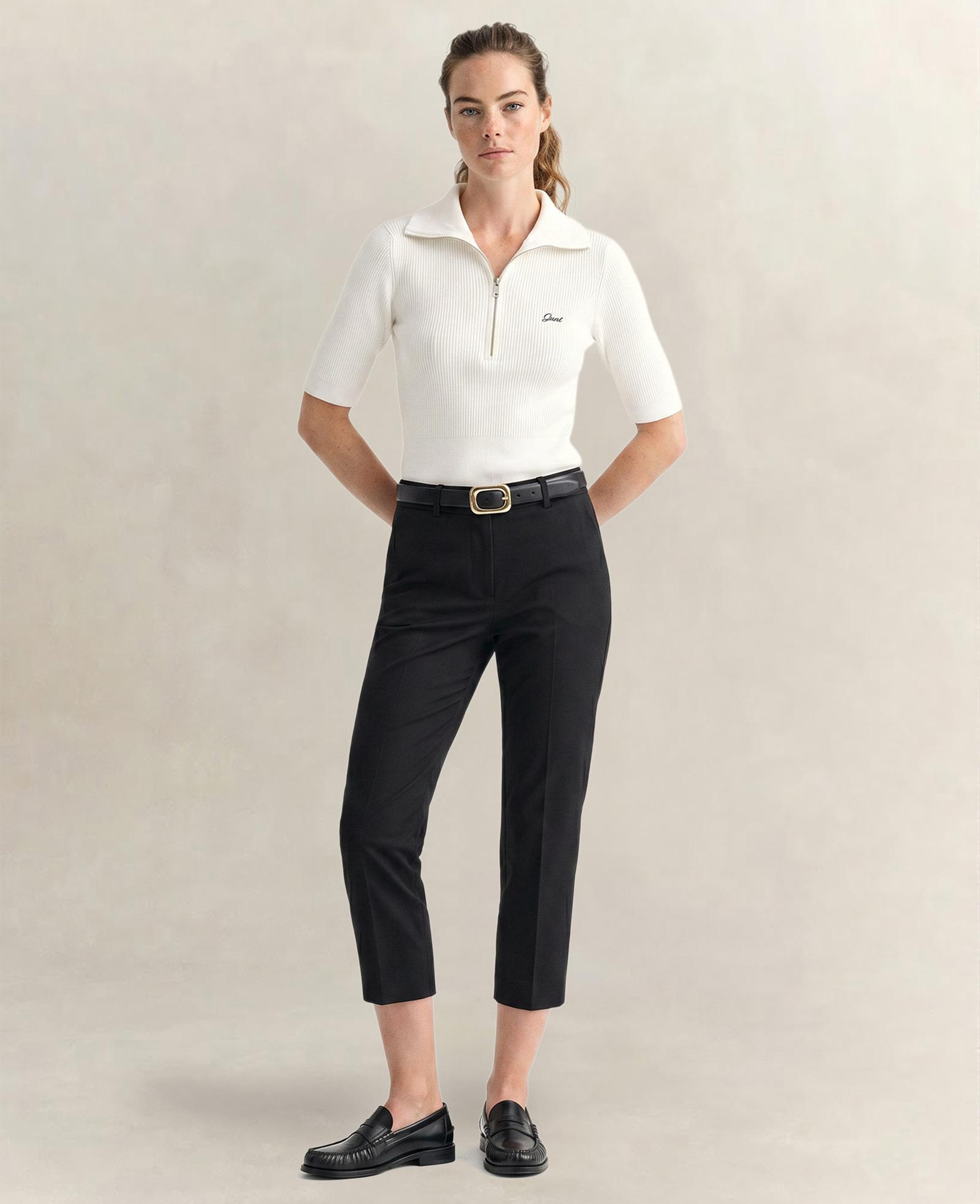 GANT Kadın Beyaz Slim Fit Yarım Kollu Triko