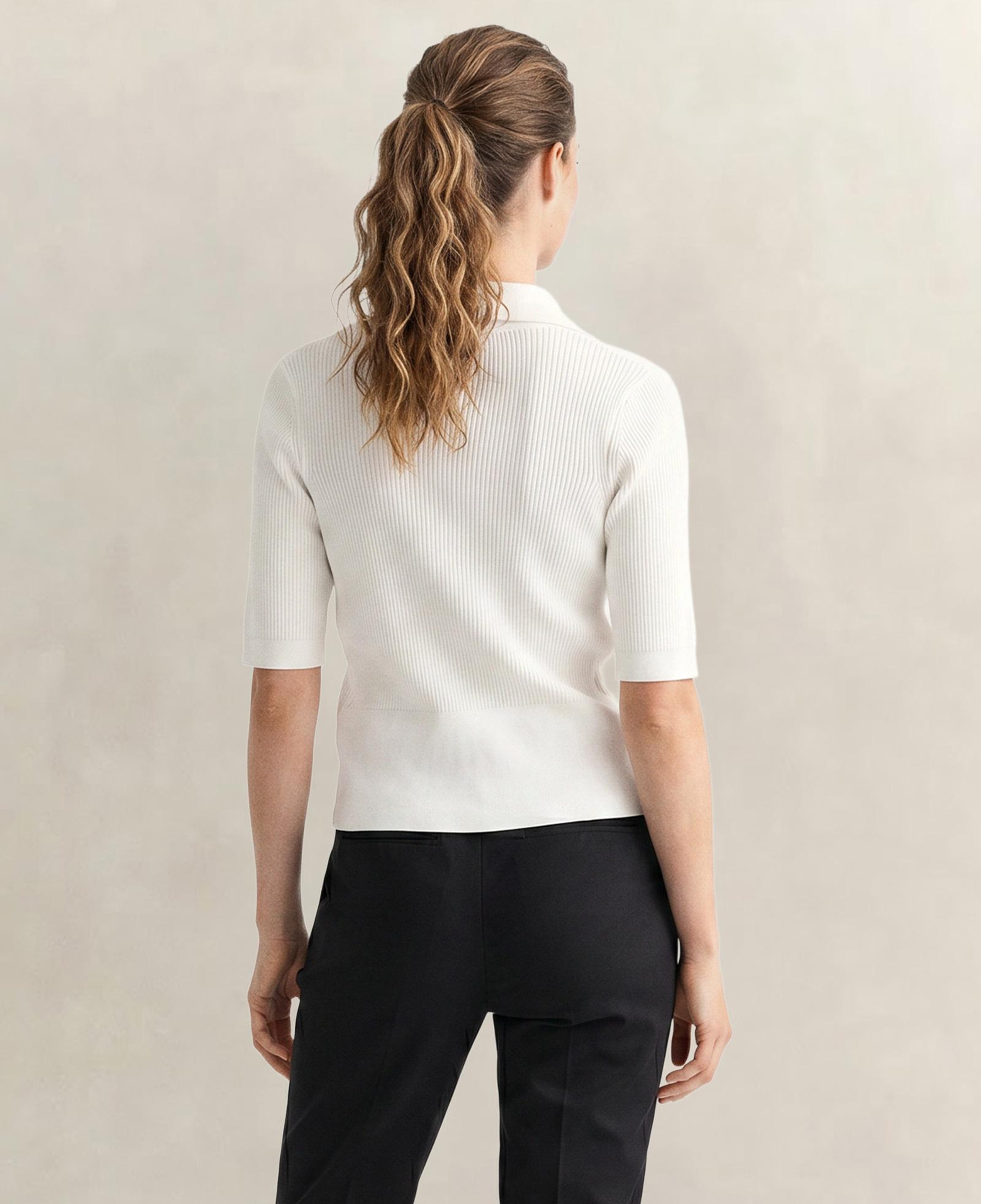 GANT Kadın Beyaz Slim Fit Yarım Kollu Triko