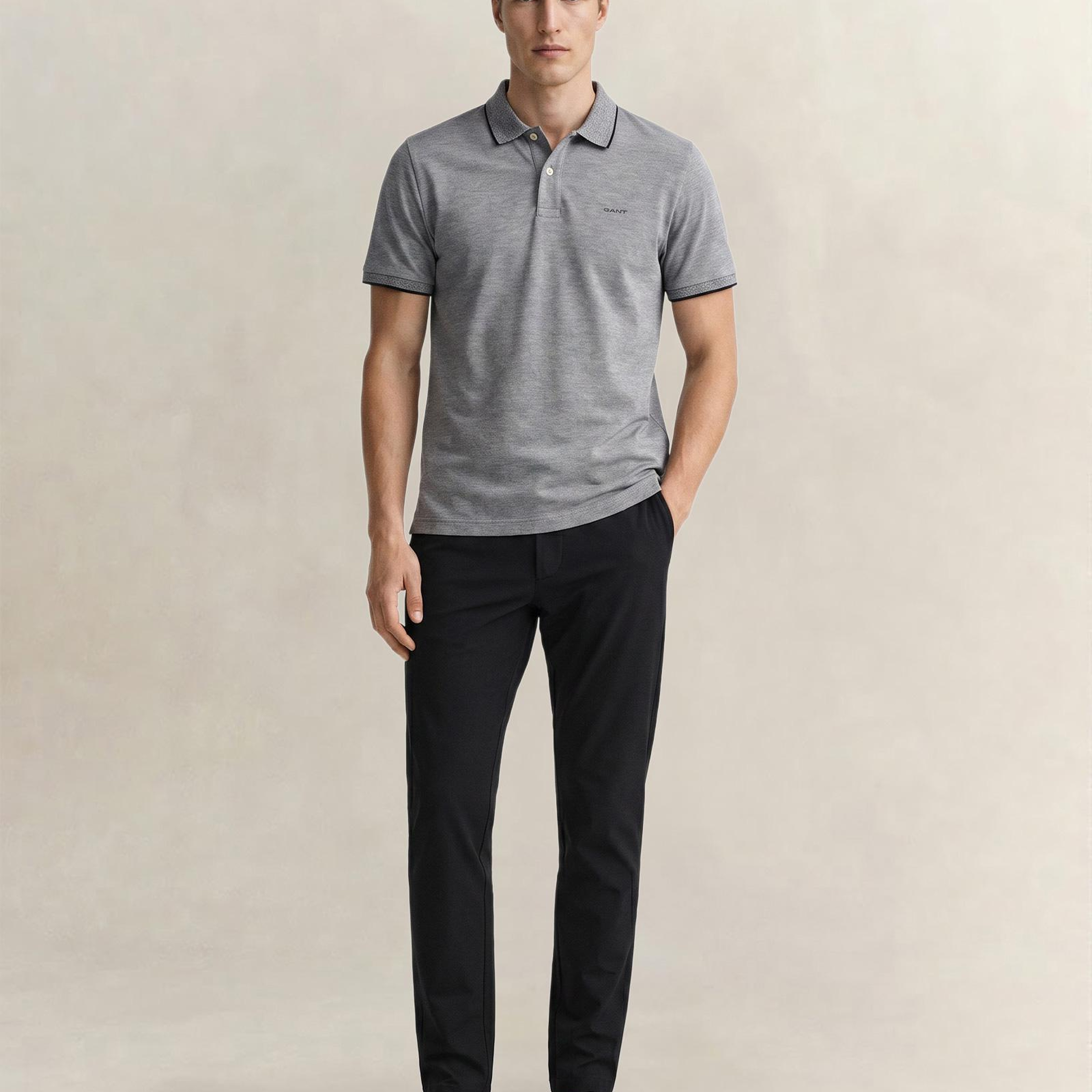 GANT Erkek Siyah Regular Fit Polo Yaka T-Shirt