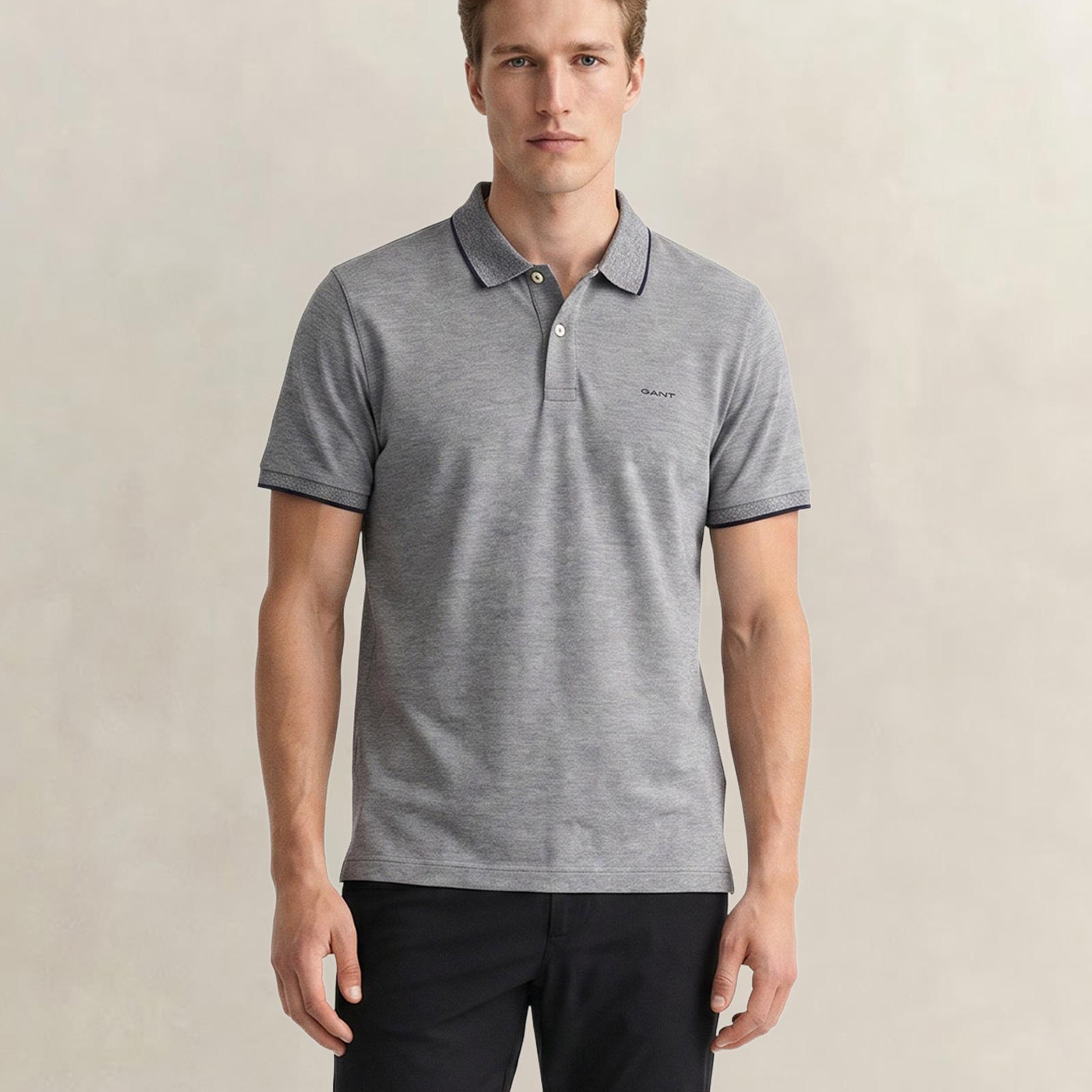 GANT Erkek Siyah Regular Fit Polo Yaka T-Shirt