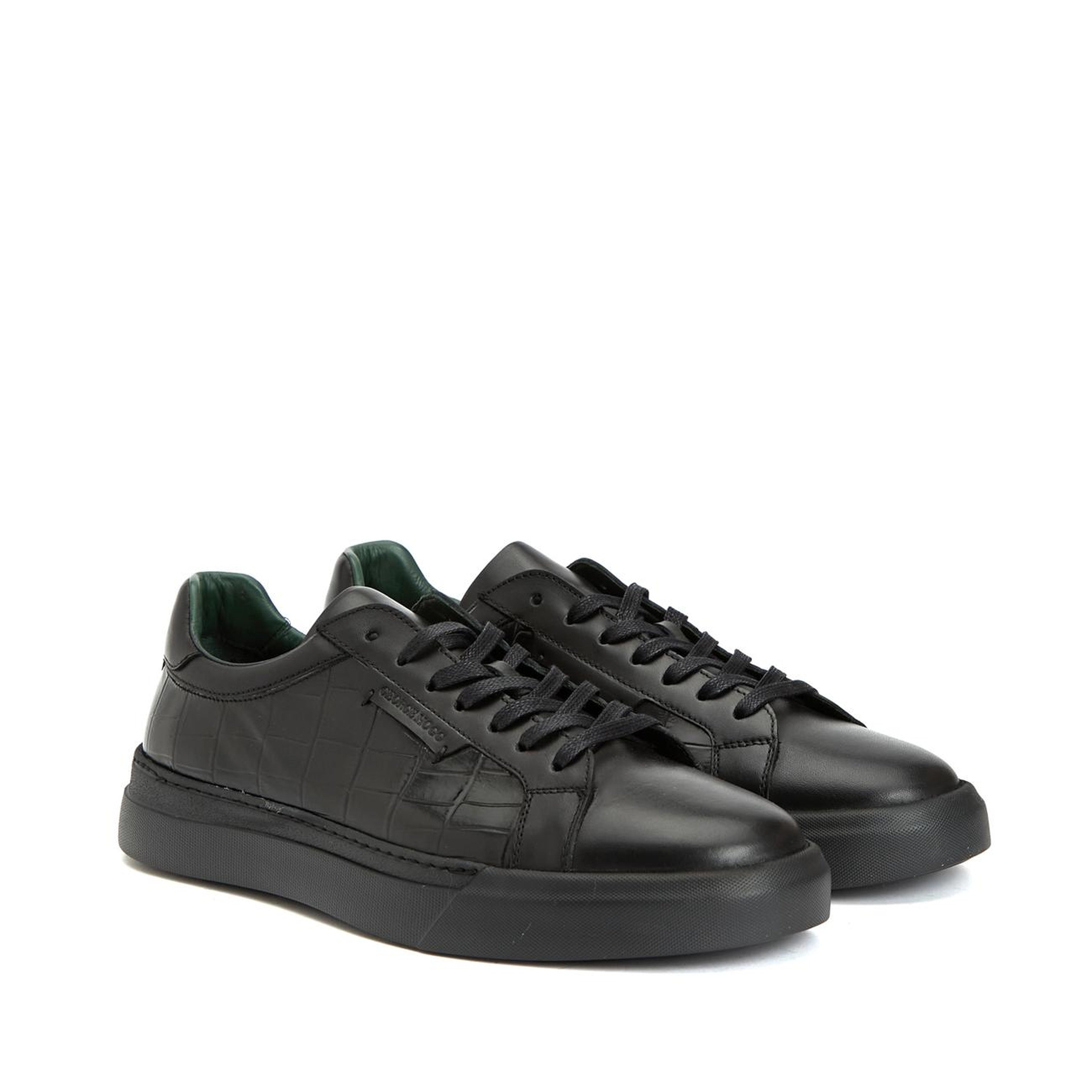 George Hogg Erkek Siyah Deri Sneaker