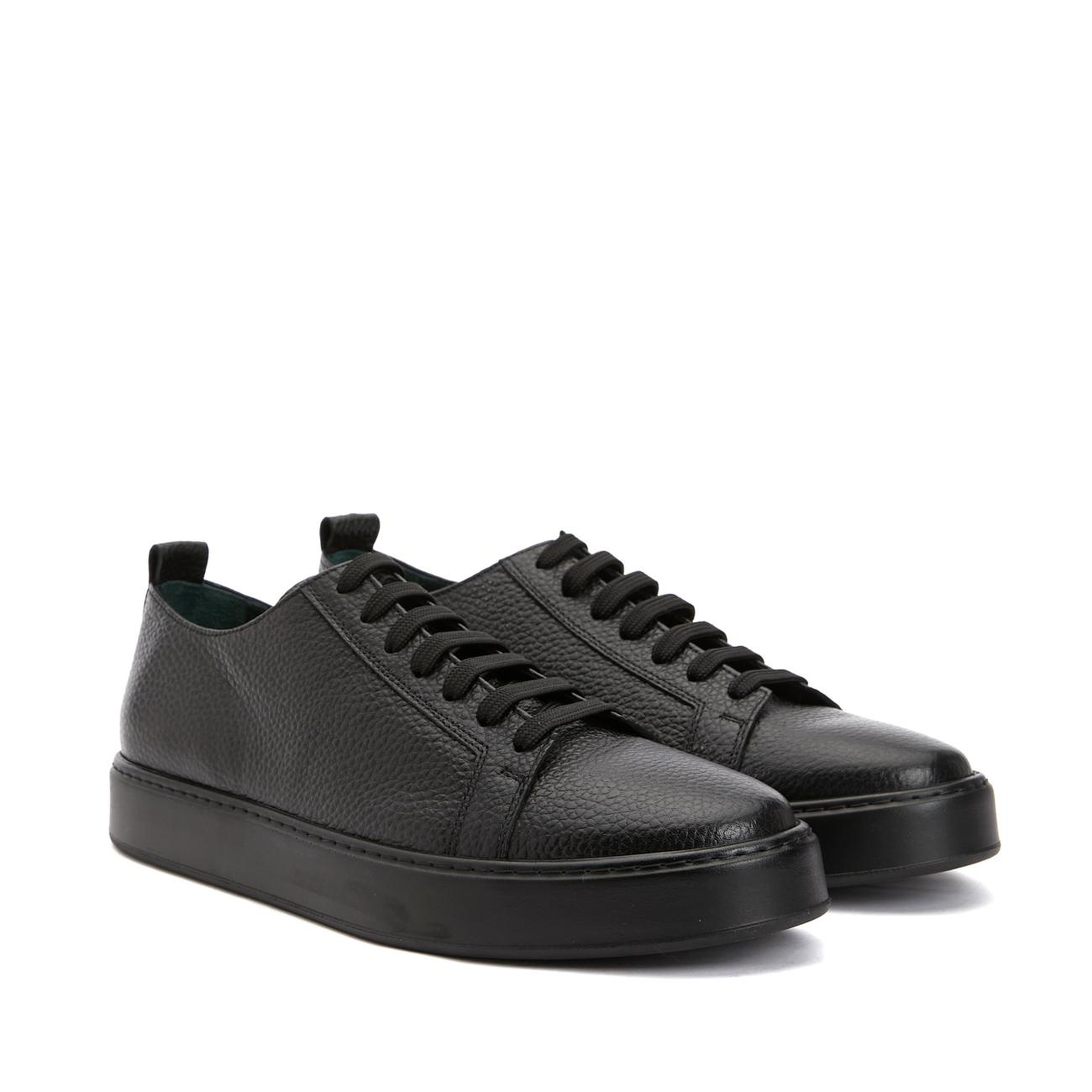George Hogg Erkek Siyah Desenli Deri Sneaker