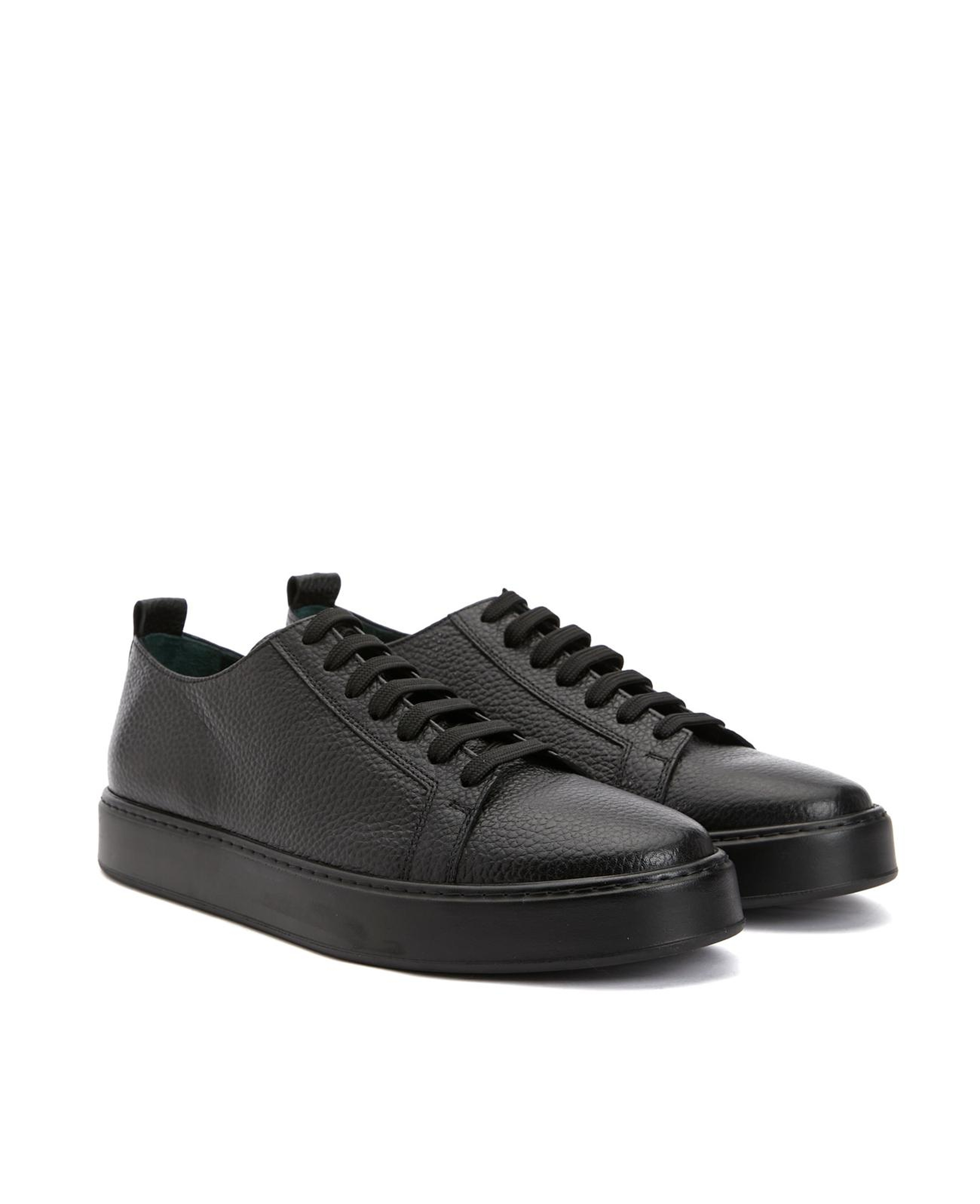 George Hogg Erkek Siyah Desenli Deri Sneaker