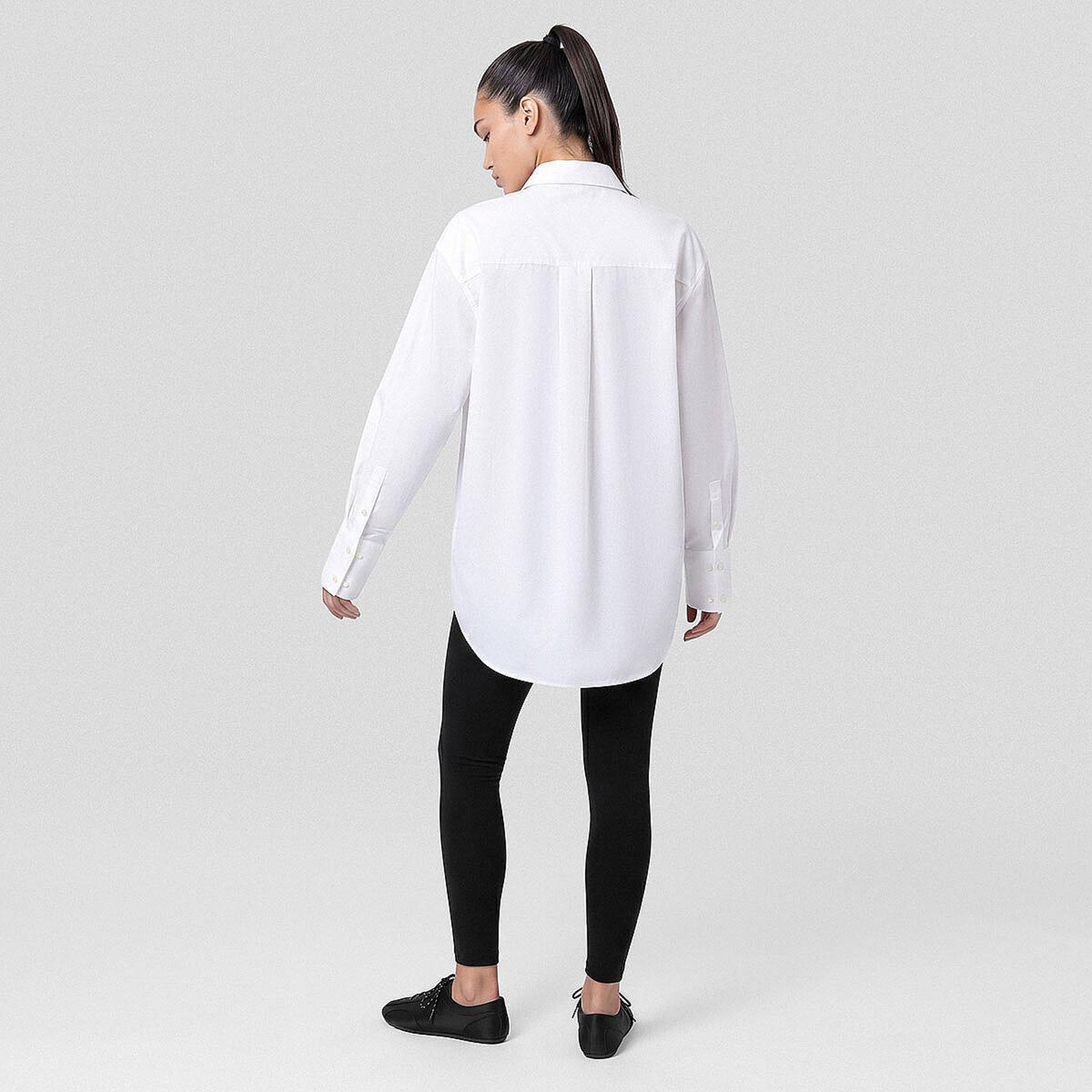 Nora Kadın %100 Pamuklu Oversize Gömlek Beyaz