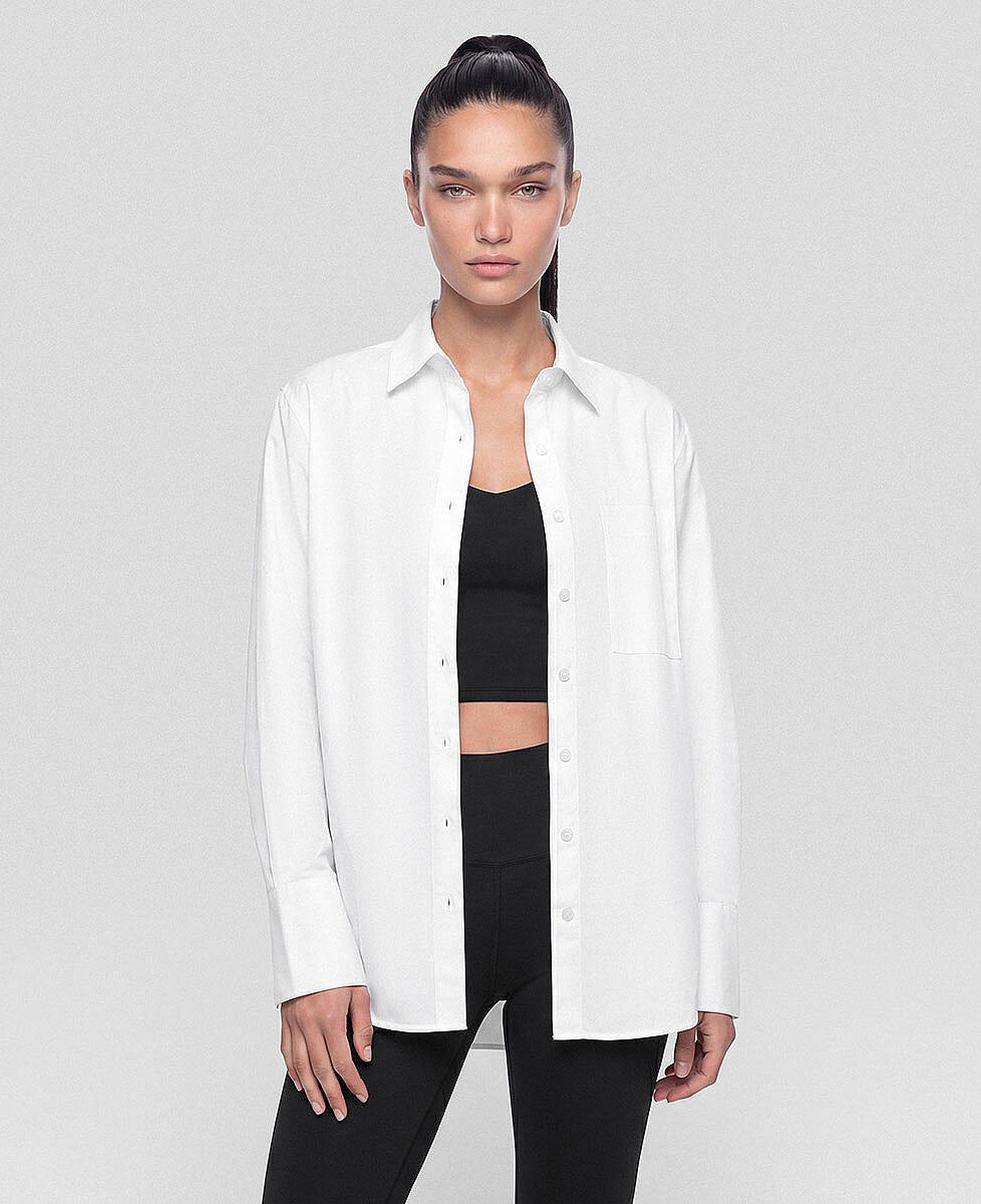 Nora Kadın %100 Pamuklu Oversize Gömlek Beyaz