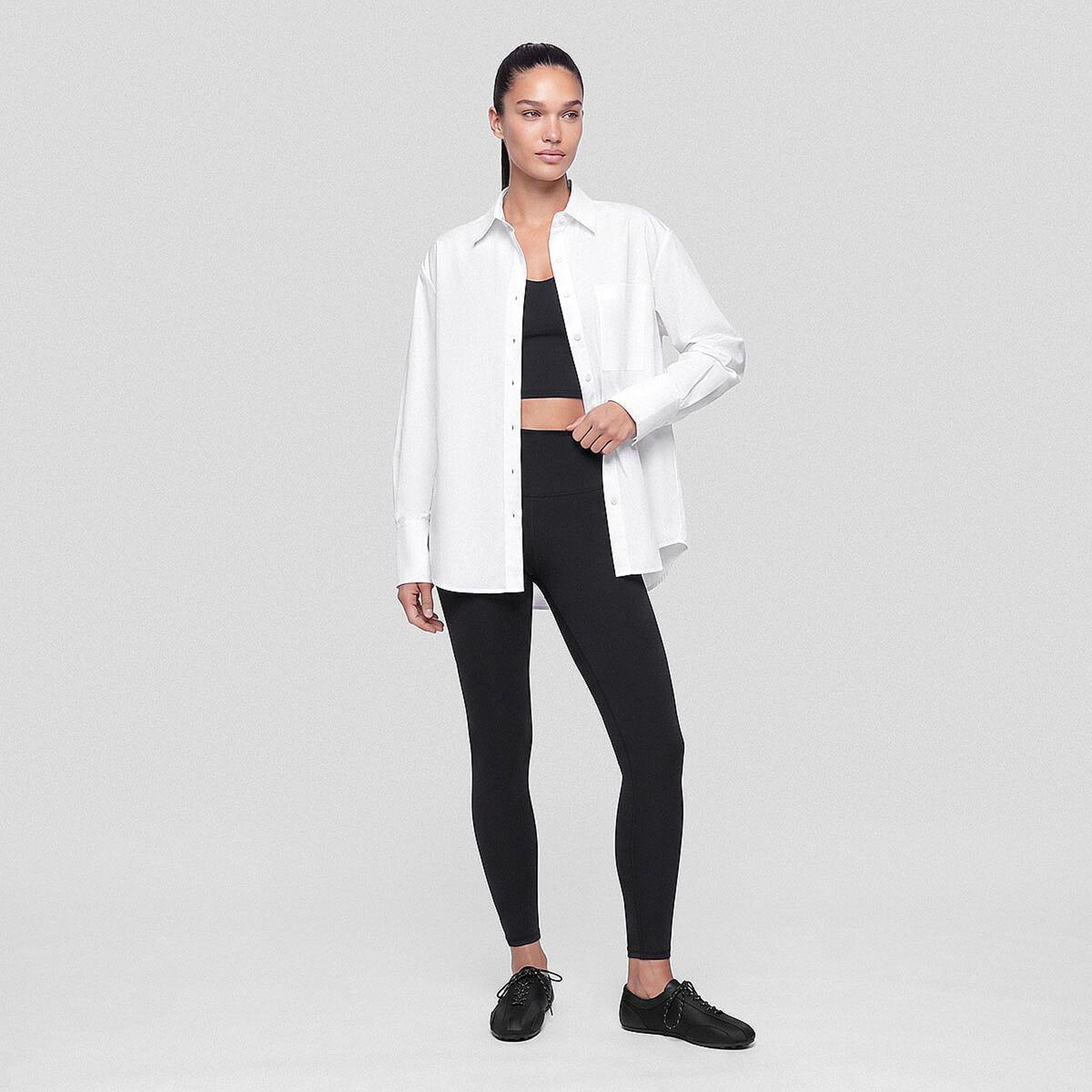 Nora Kadın %100 Pamuklu Oversize Gömlek Beyaz
