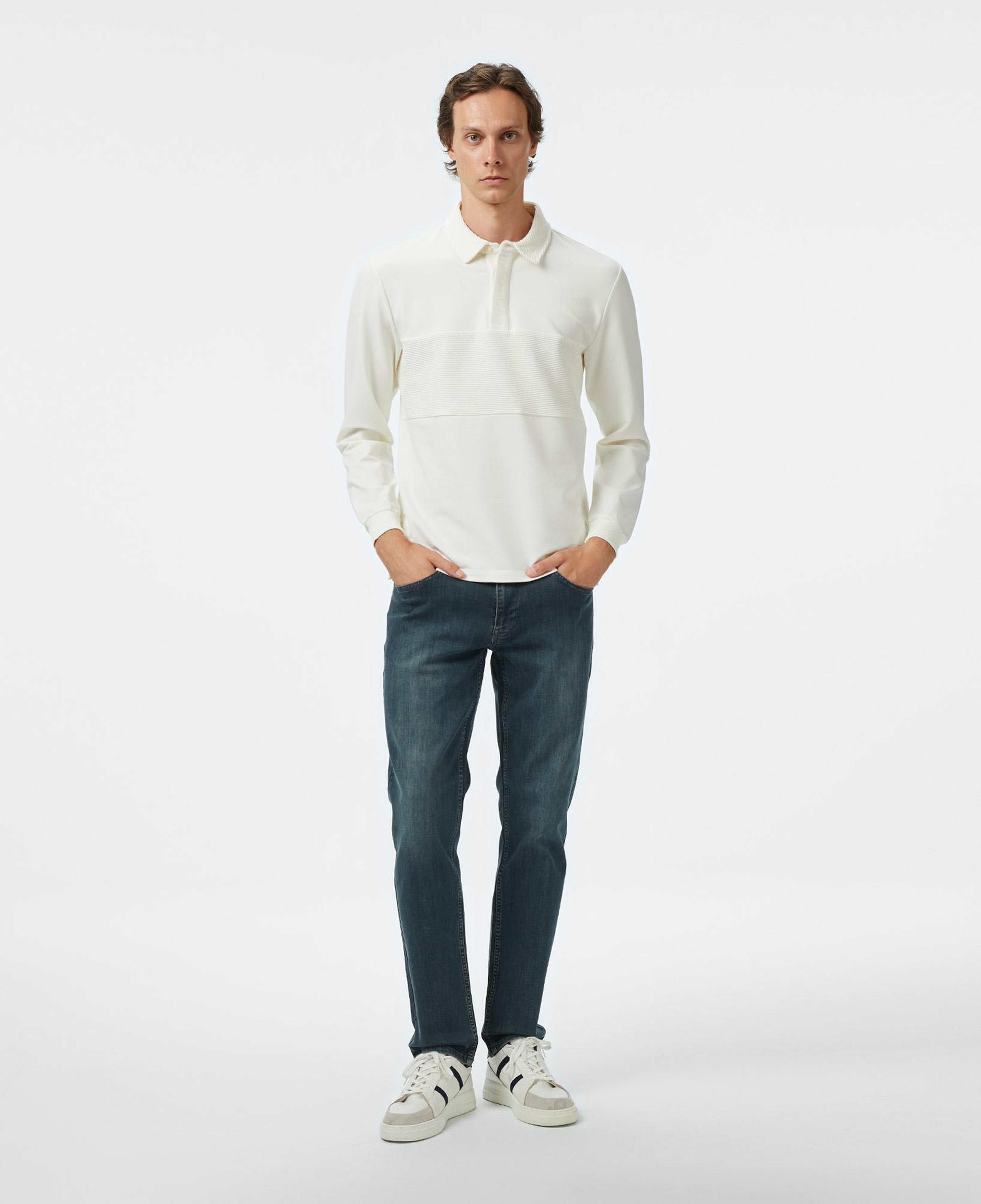 Nautica Erkek Krem Classic Fit Uzun Kollu Polo Yaka T-Shirt