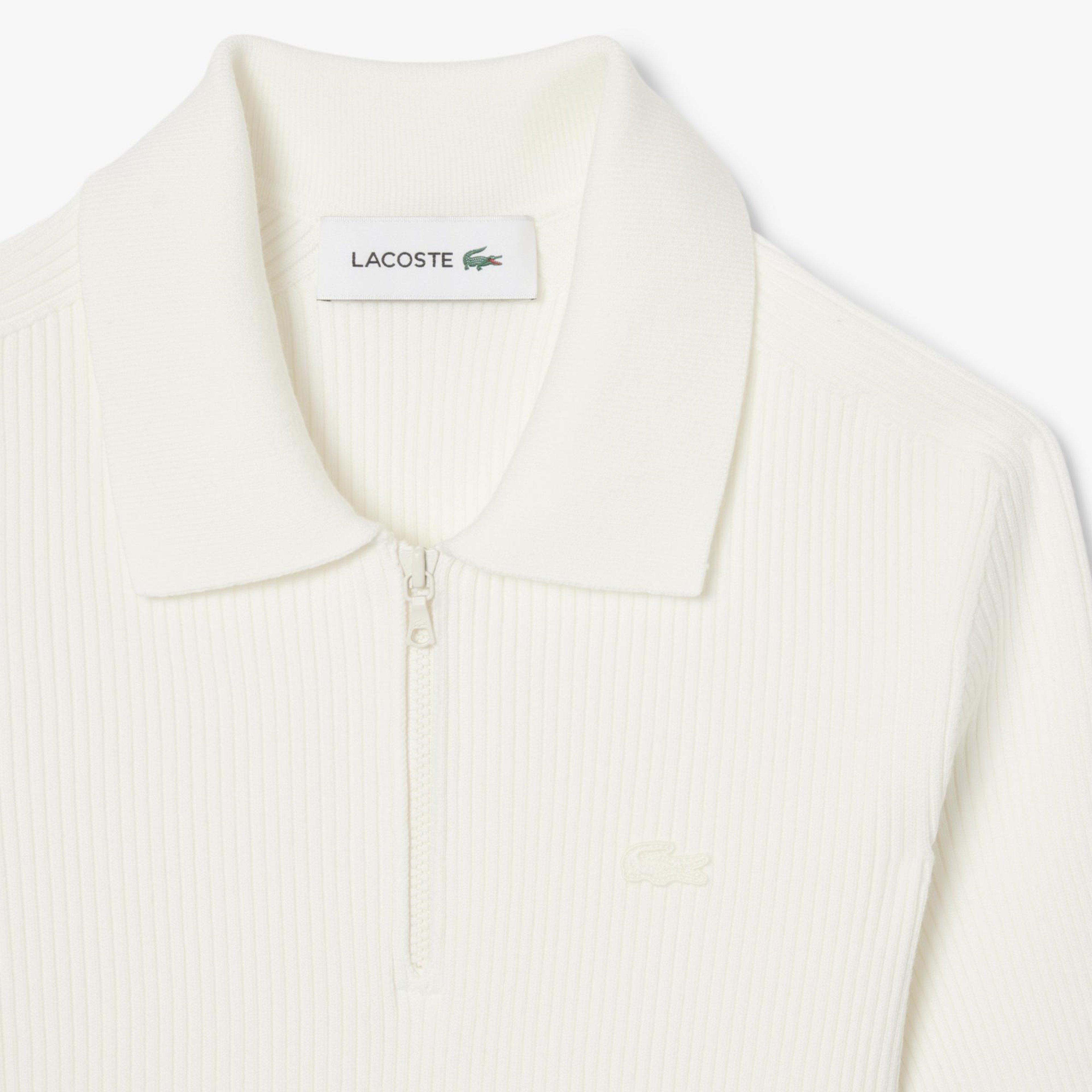 Kadın Relaxed Fit Kısa Kollu Polo Yaka Beyaz Elbise