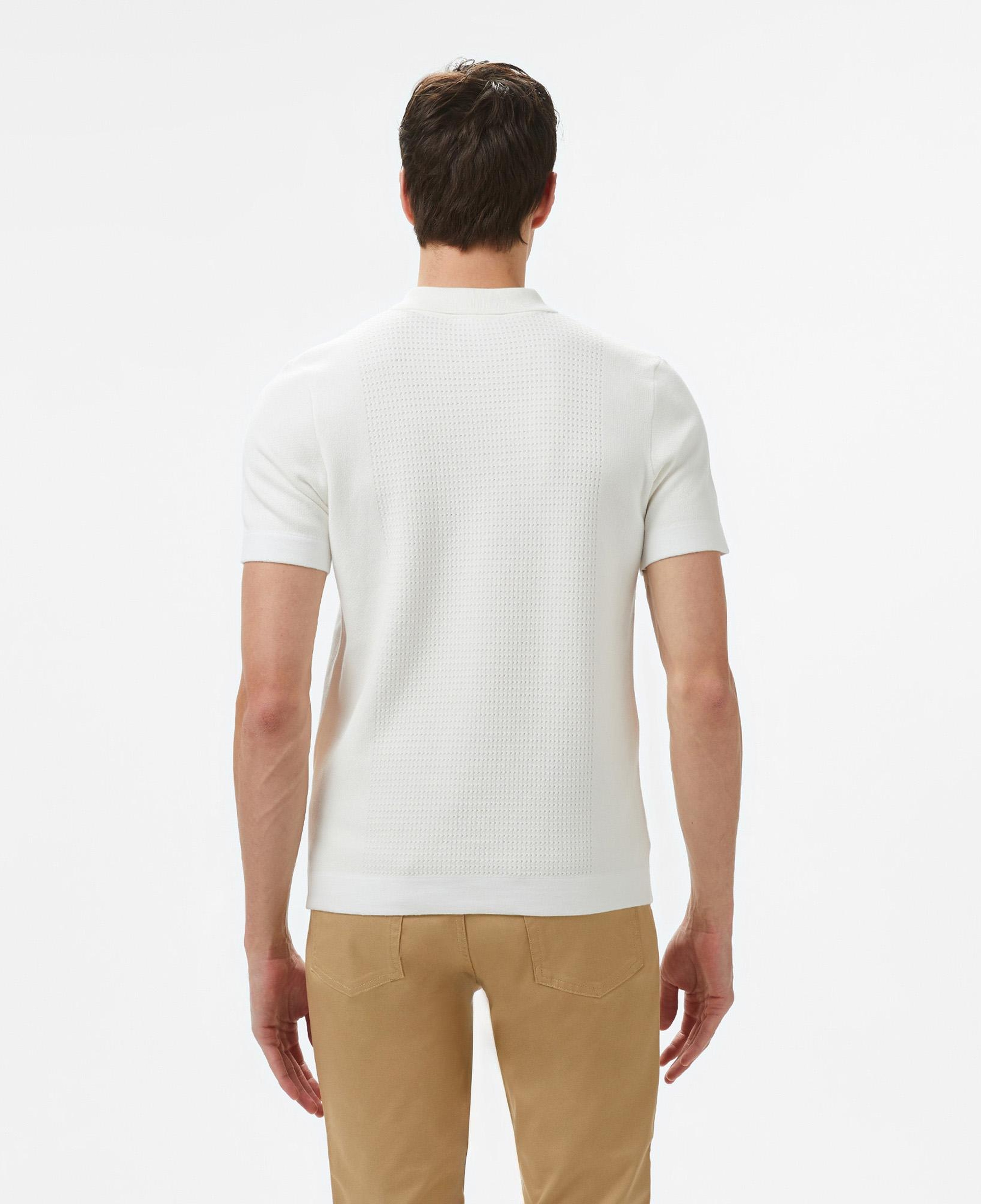Lacoste Erkek Kısa Kollu Yarım Fermuarlı Beyaz Triko