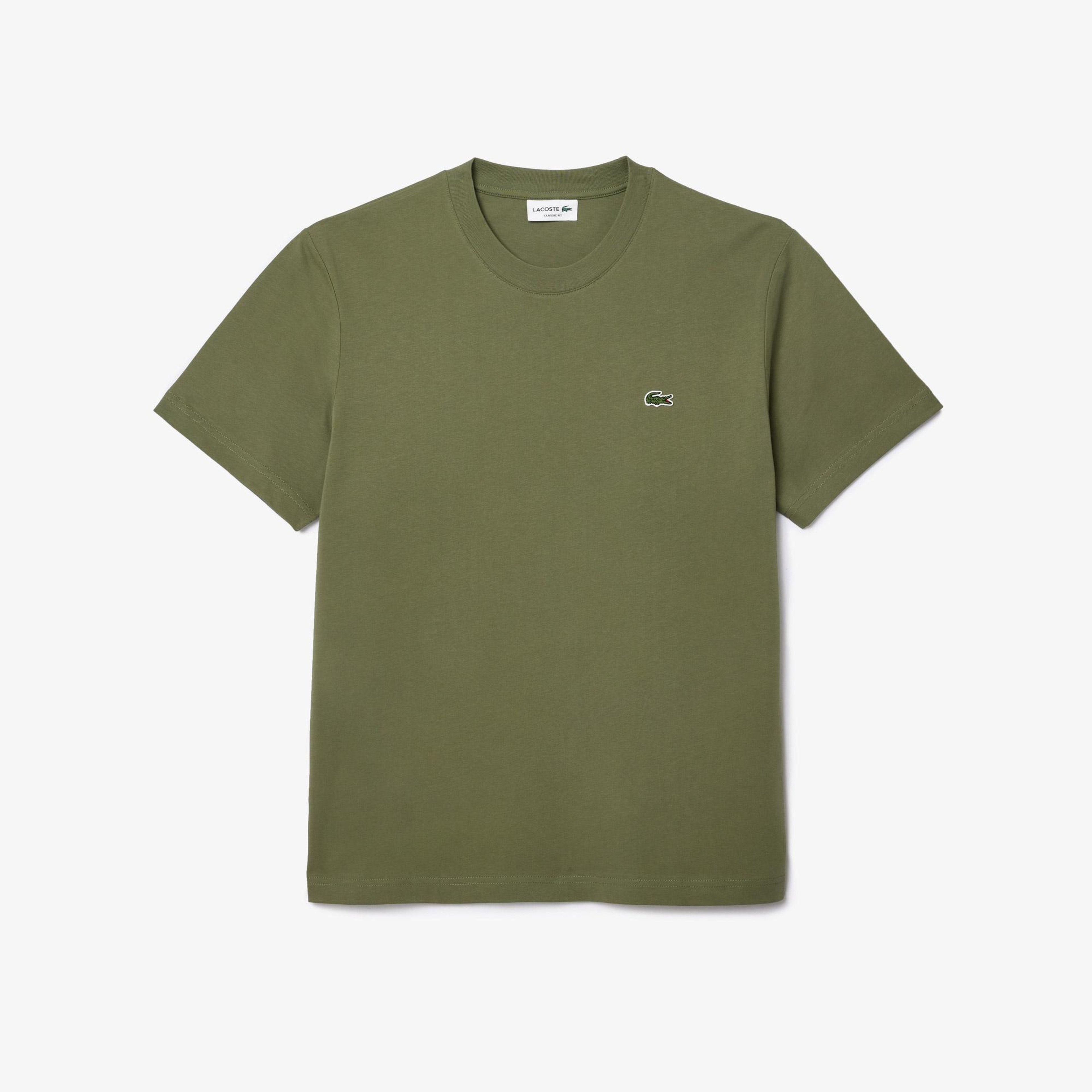 Erkek Classic Fit Bisiklet Yaka Haki T-Shirt