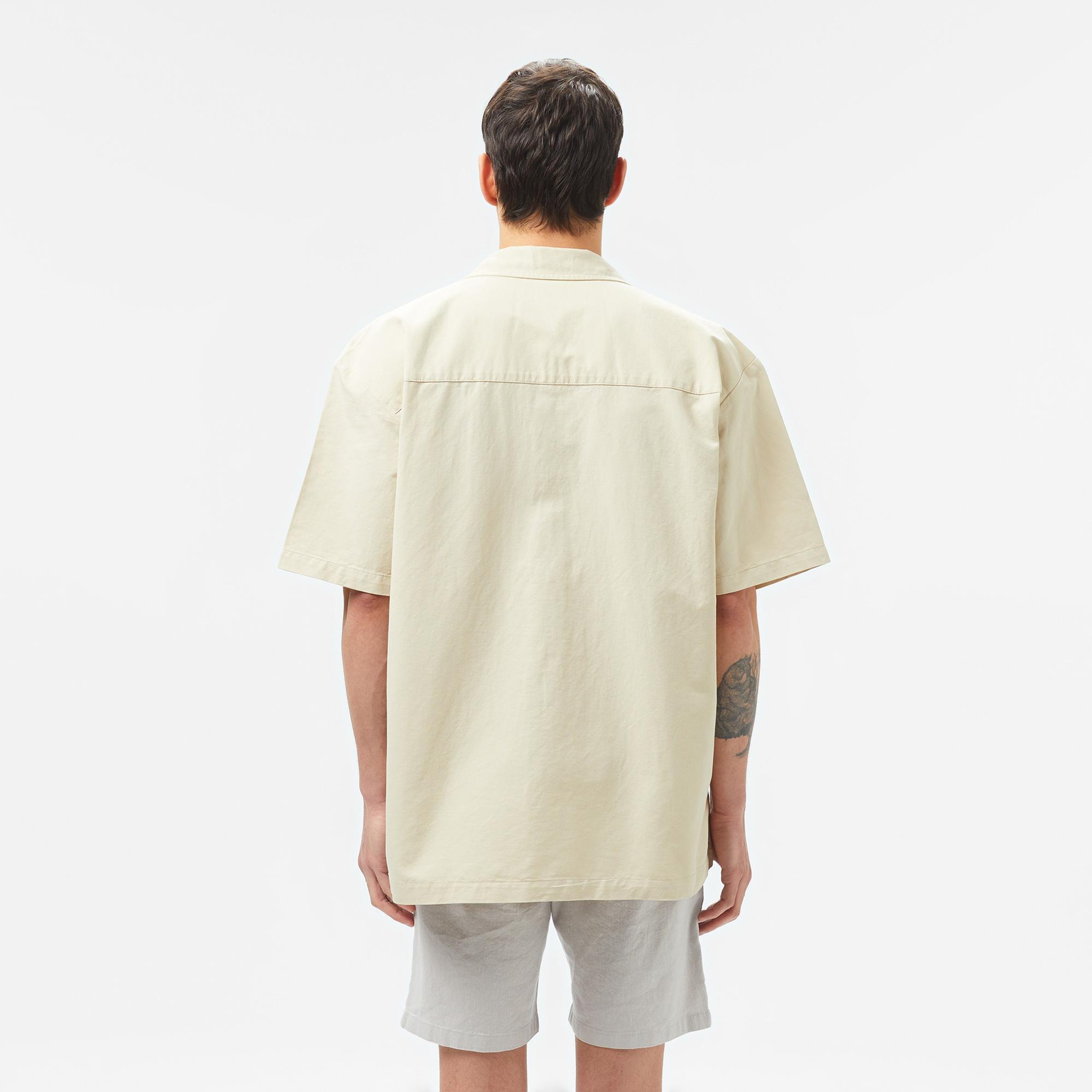 Erkek Relaxed Fit Kısa Kollu Bej Gömlek