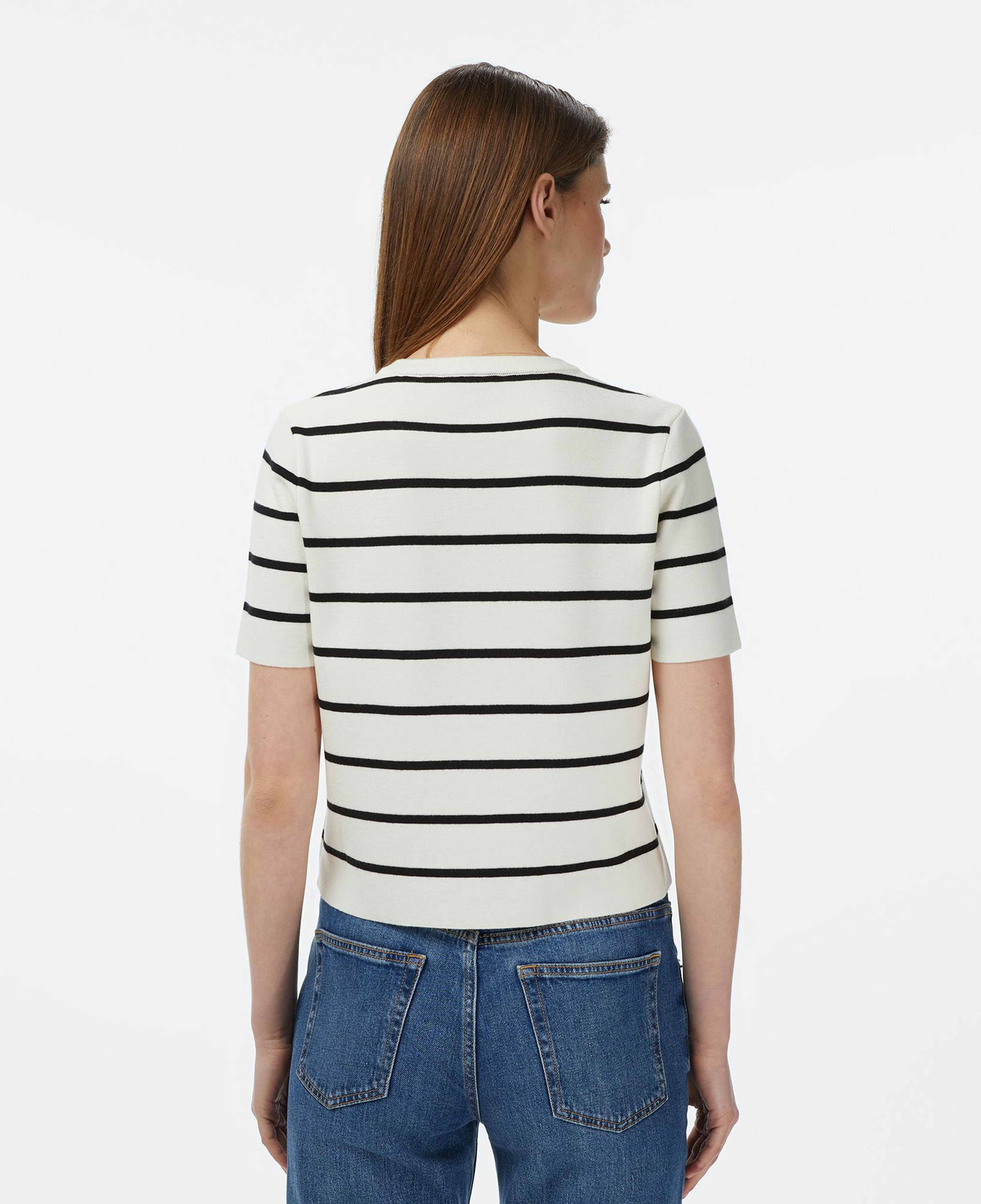 Nautica Kadın Krem Slim Fit Kısa Kollu Çizgili Triko Hırka