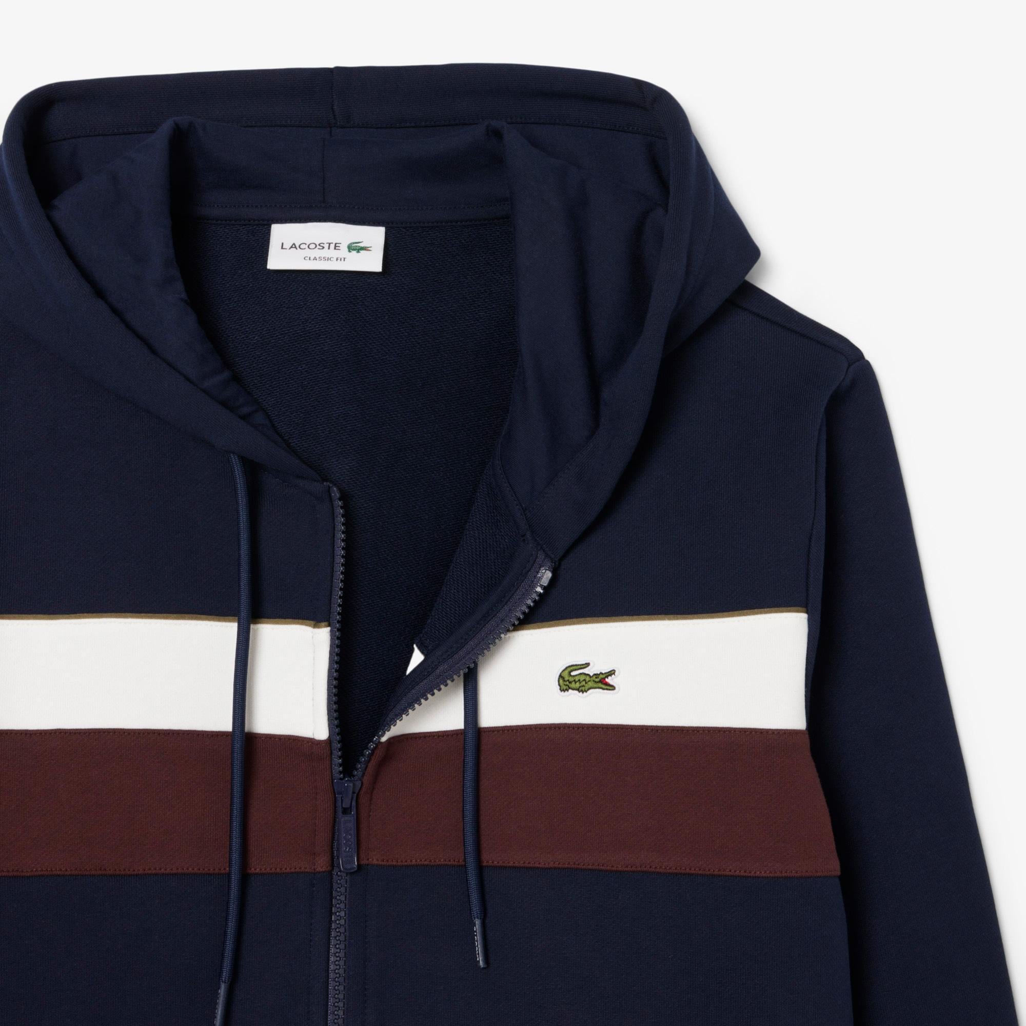 Erkek Classic Fit Kapüşonlu Renk Bloklu Lacivert Sweatshirt
