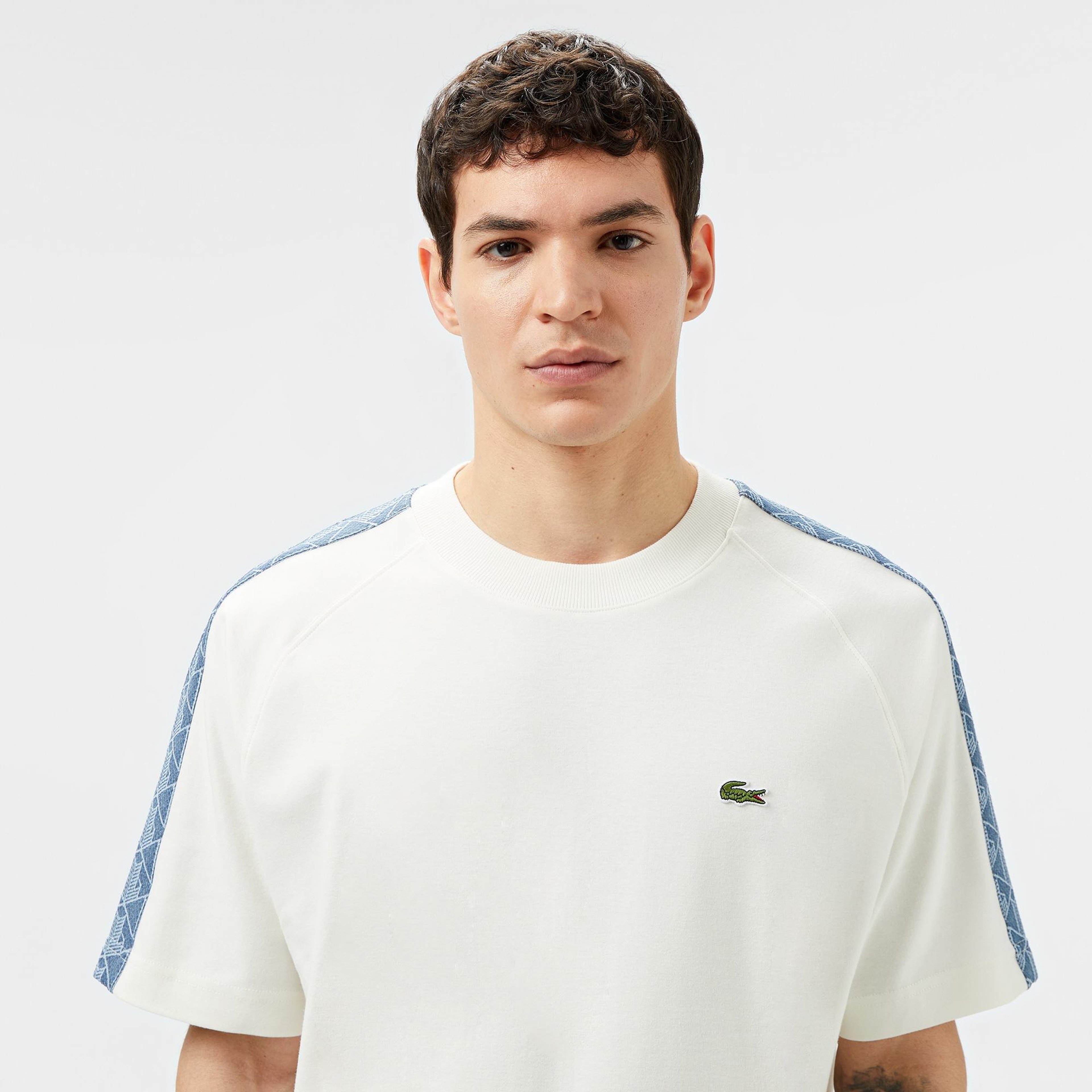 Erkek Oversize Fit Bisiklet Yaka Baskılı Beyaz T-Shirt
